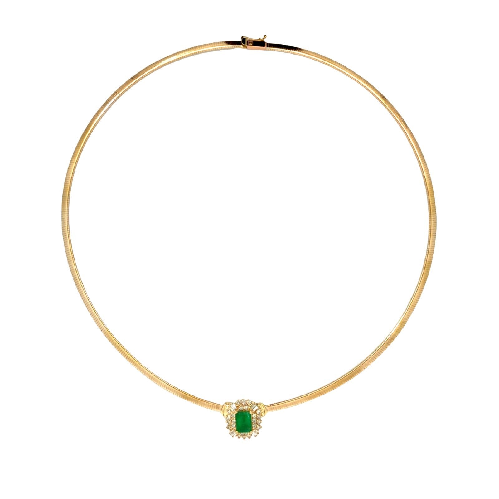Vintage ADL 14k Yellow Gold 1.44tcw Emerald & 0.62cttw Diamond Necklace 17"1