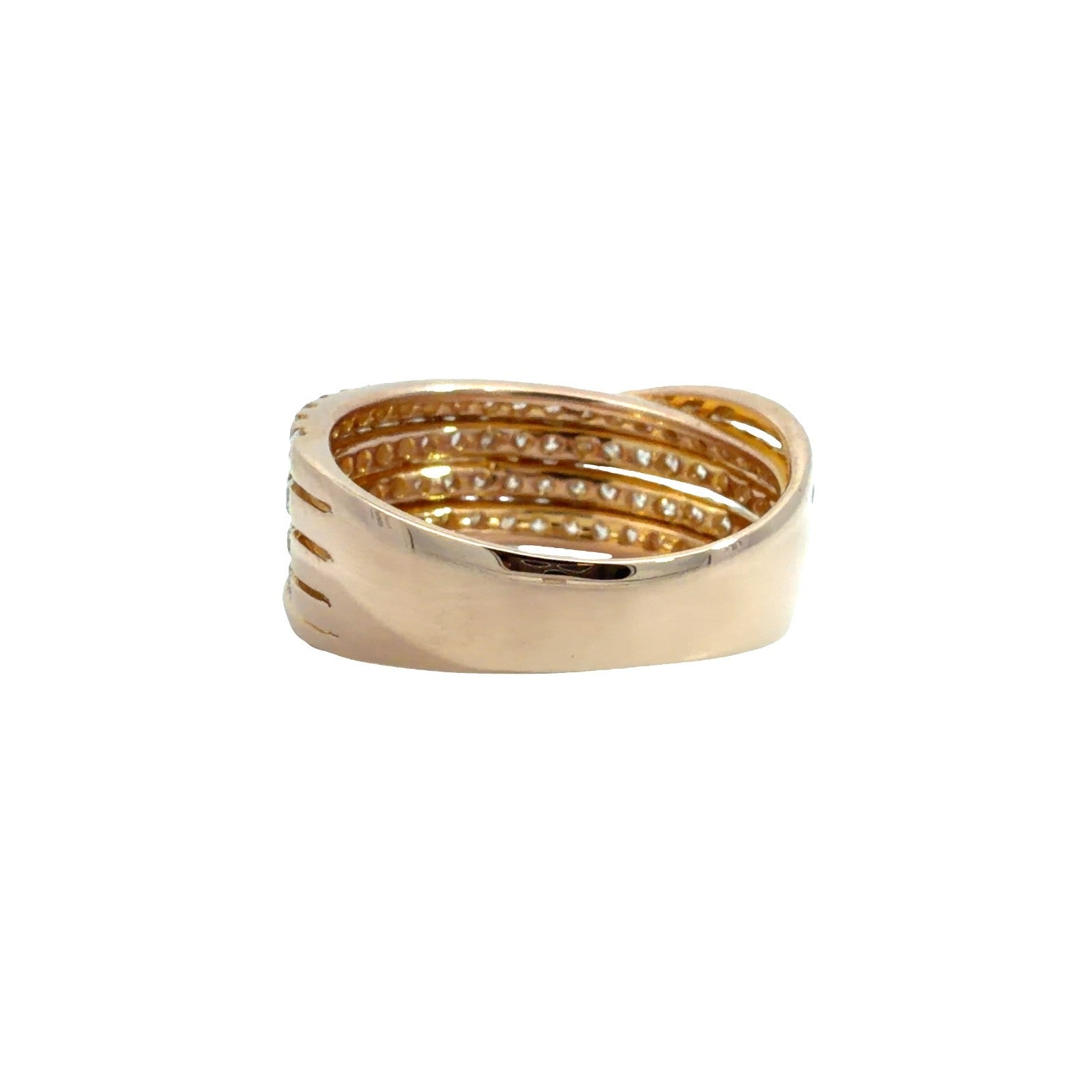 18k Rose Gold 1.47cttw Pave Diamond Crossover Band Ring Size 72