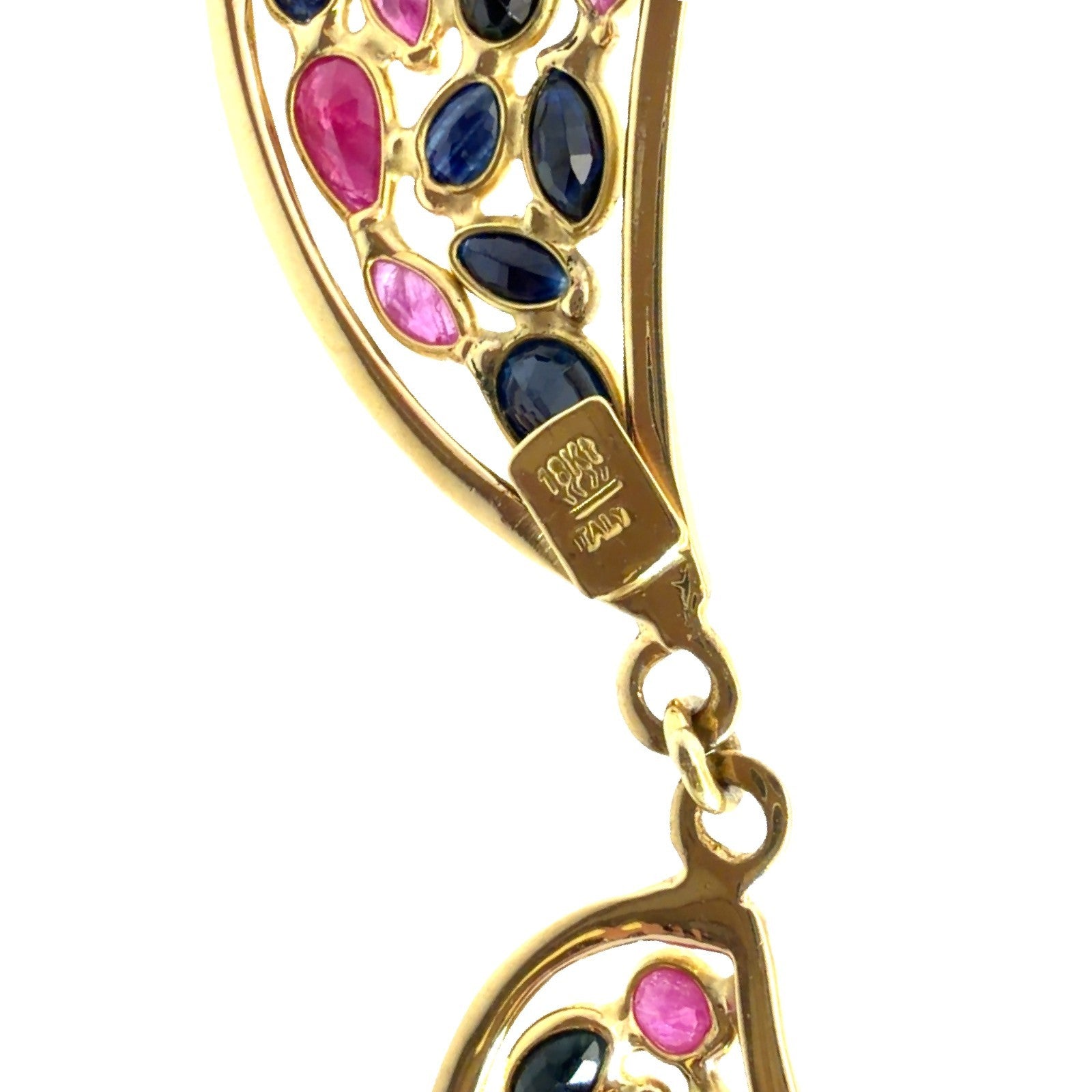 18k Yellow Gold 5.12cttw Sapphire & 1.90cttw Ruby Triple Crescent Motif Necklace4