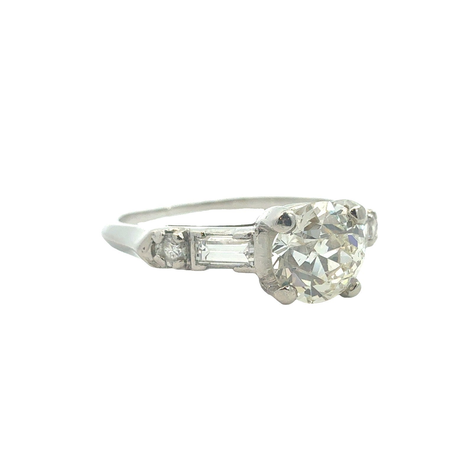 Platinum 1.49ctw(1.11ctw) Euro Cut Diamond Engagement Ring2