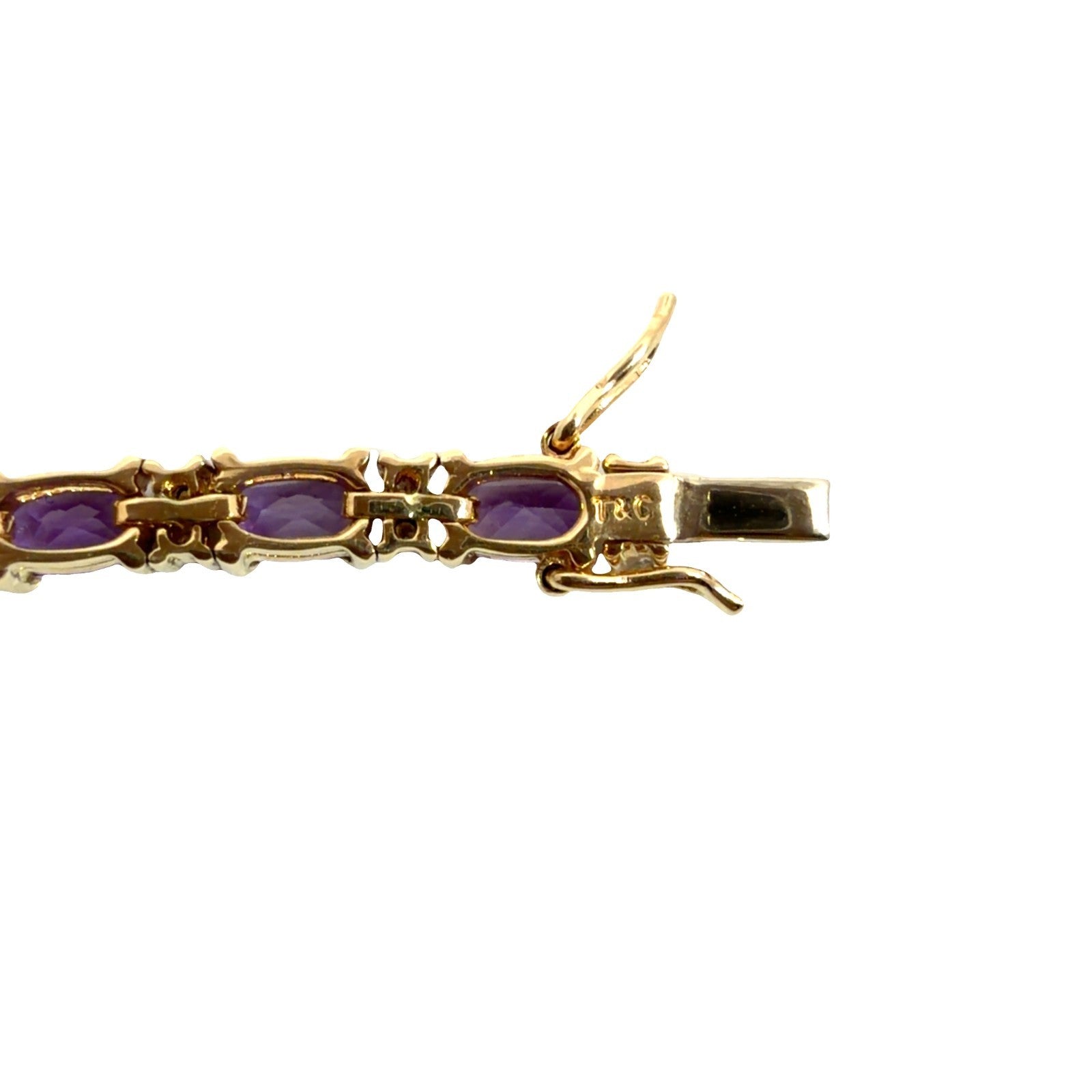14k Yellow Gold Tennis Bracelet with 3.75ctw Amethyst and 0.50ctw Diamonds7
