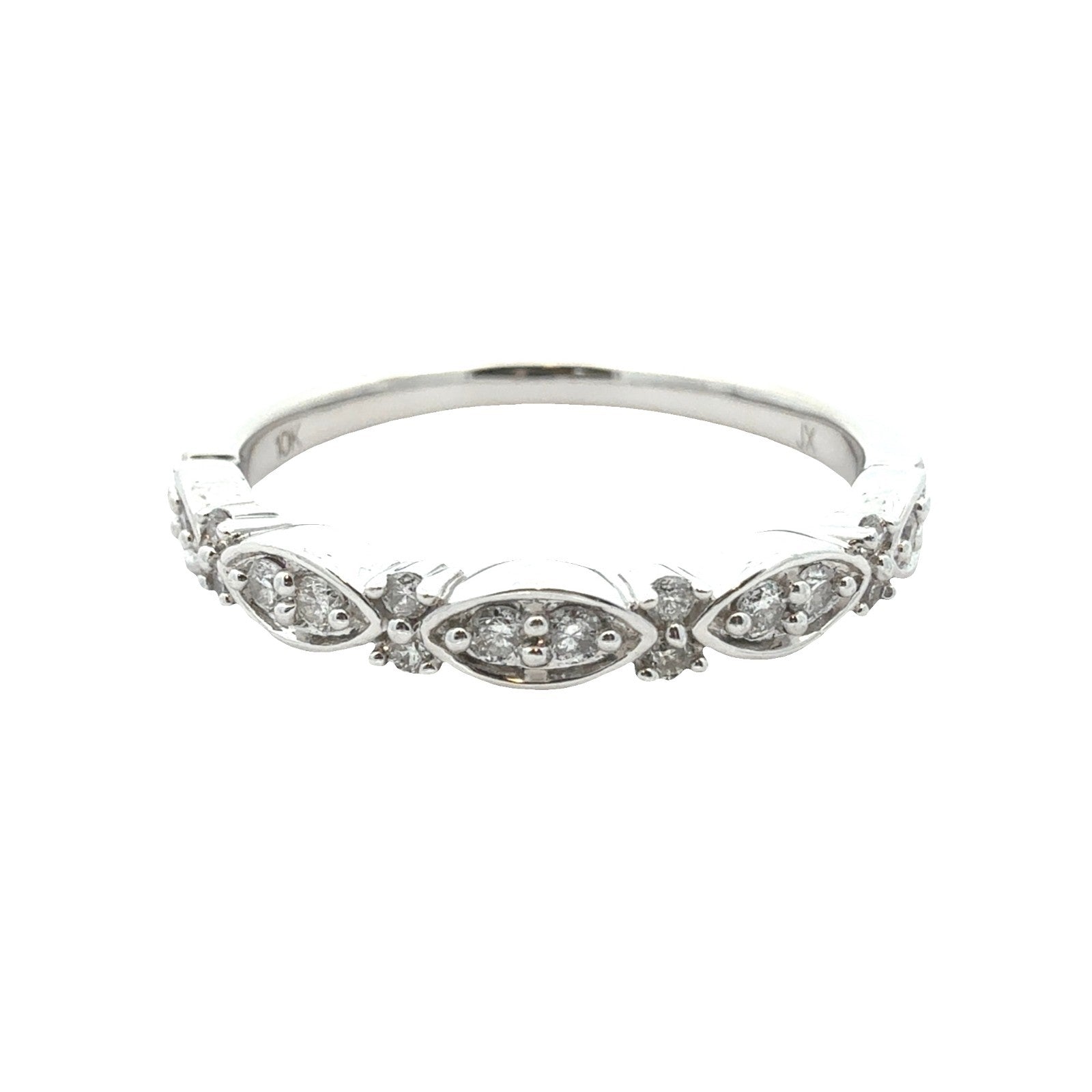 Vintage 10k White Gold 0.22ctw Diamond Band Size 71