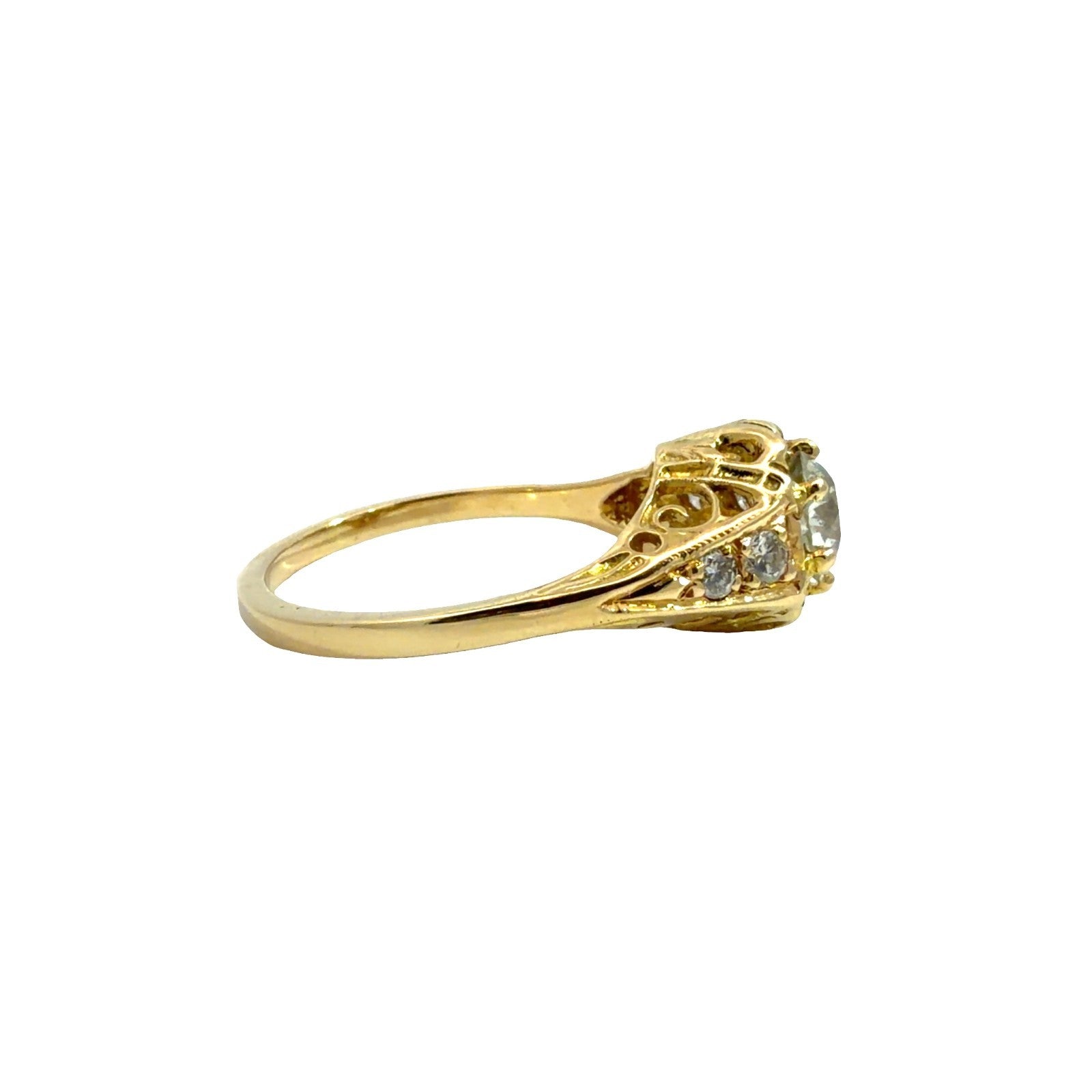 Vintage 18k Yellow Gold Ring with Belcher Set 1.25ctw Diamond2