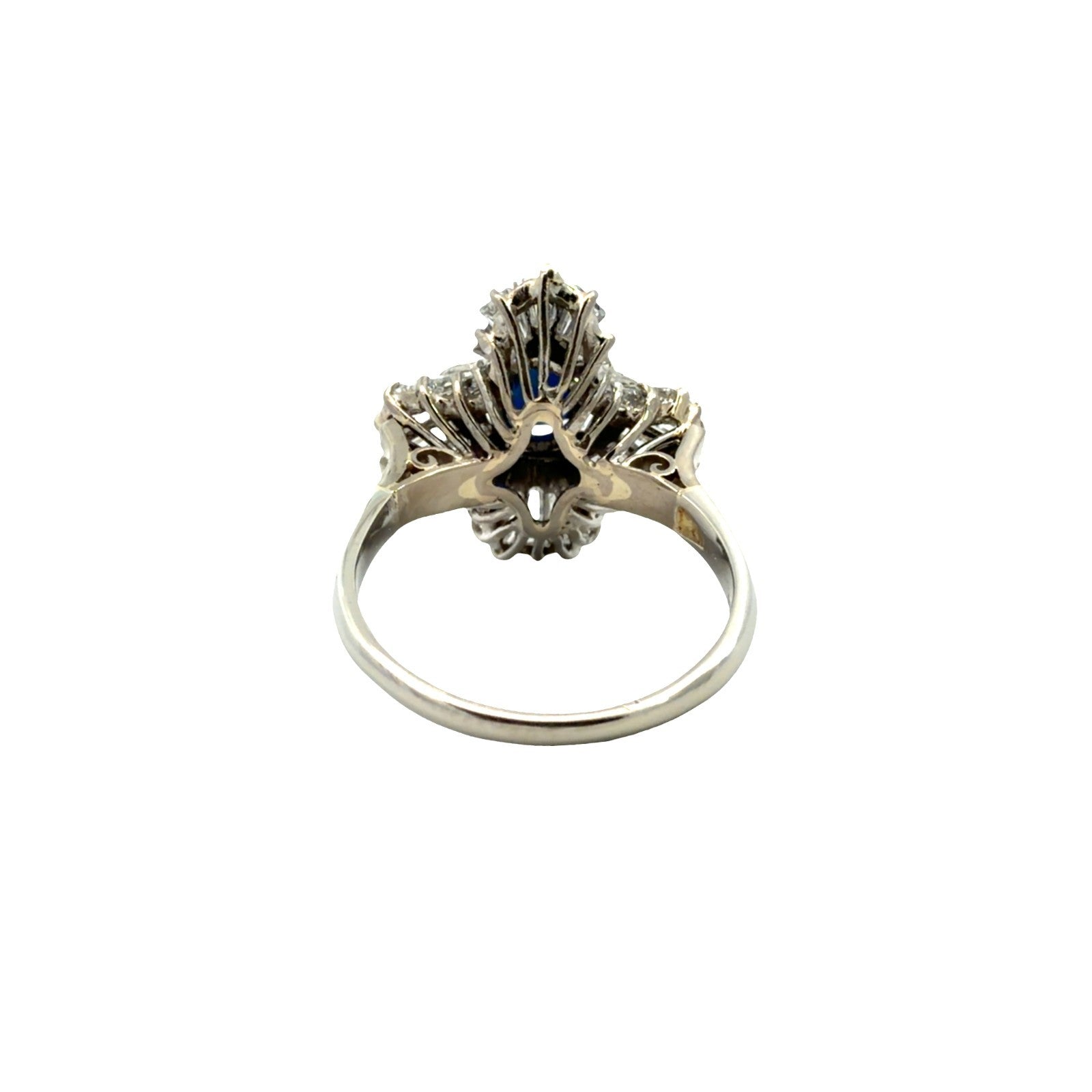 Vintage Gold & Platinum 1.82cttw Sapphire & 1.74cttw Diamond Ballerina Ring2