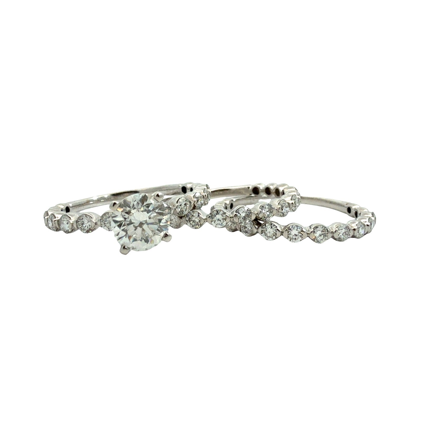 10k White Gold Round 2.35cttw(0.91tcw) Lab Created Diamond Bridal Set 3 Rings1