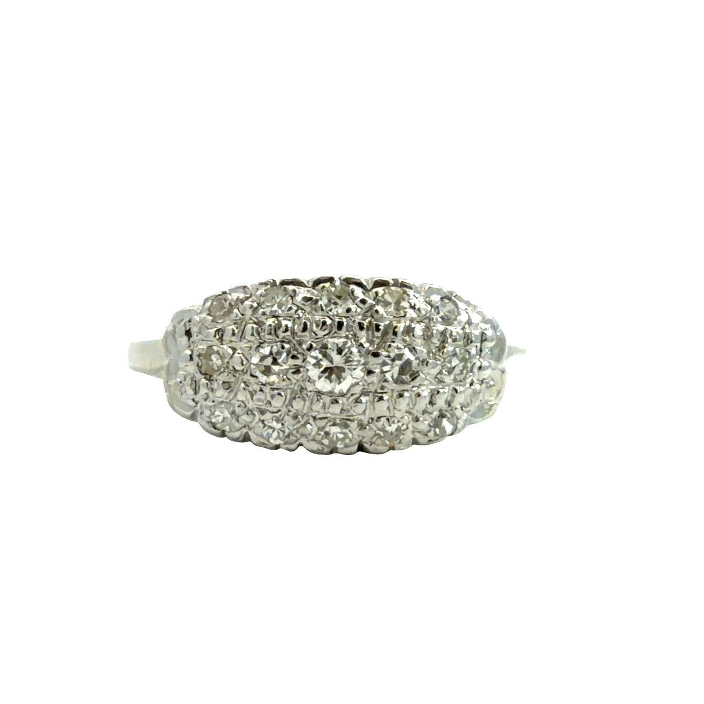 14k White Gold 0.26cttw Diamond Oval Cluster Cocktail Ring Size 6.750