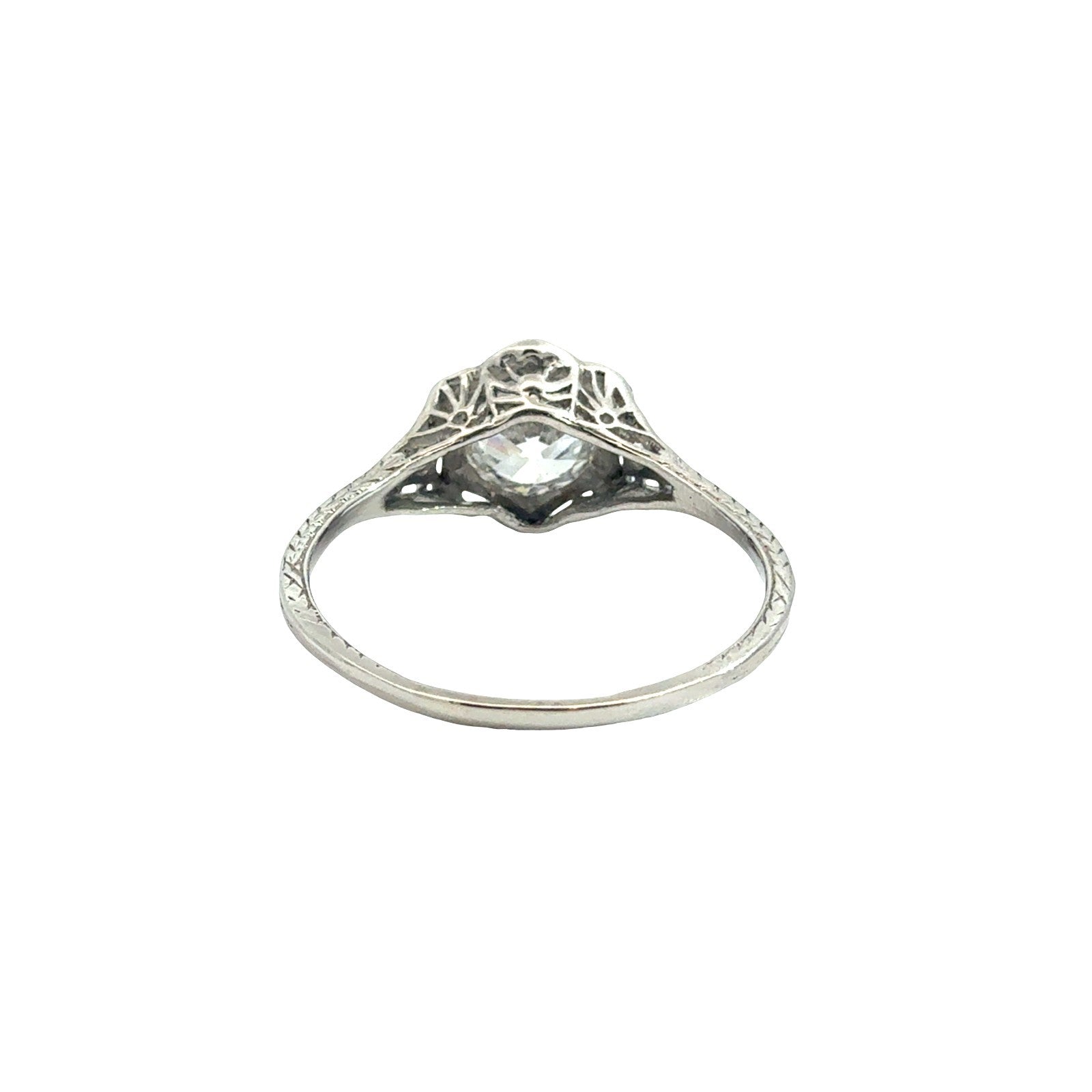 Vintage 14k White Gold 1.00tcw Euro-Cut Diamond Art Deco Engagement Ring Size 73