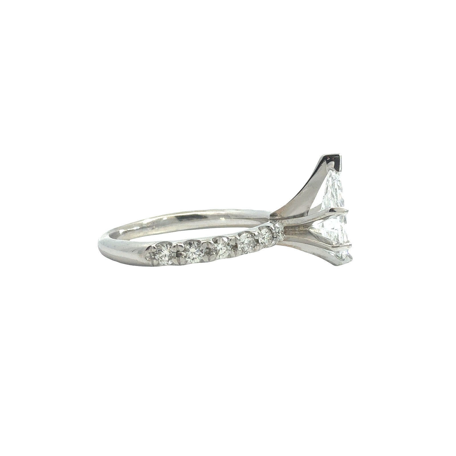14k White Gold Pear Cut 1.71cttw (1.30tcw) Diamond Pave Band Engagement Ring2
