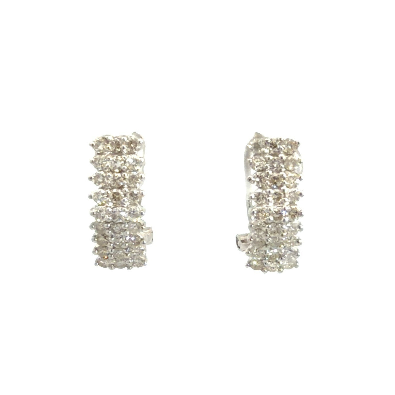 14k White Gold 1.00cttw Diamond Cluster Quarter Hoop Earrings0