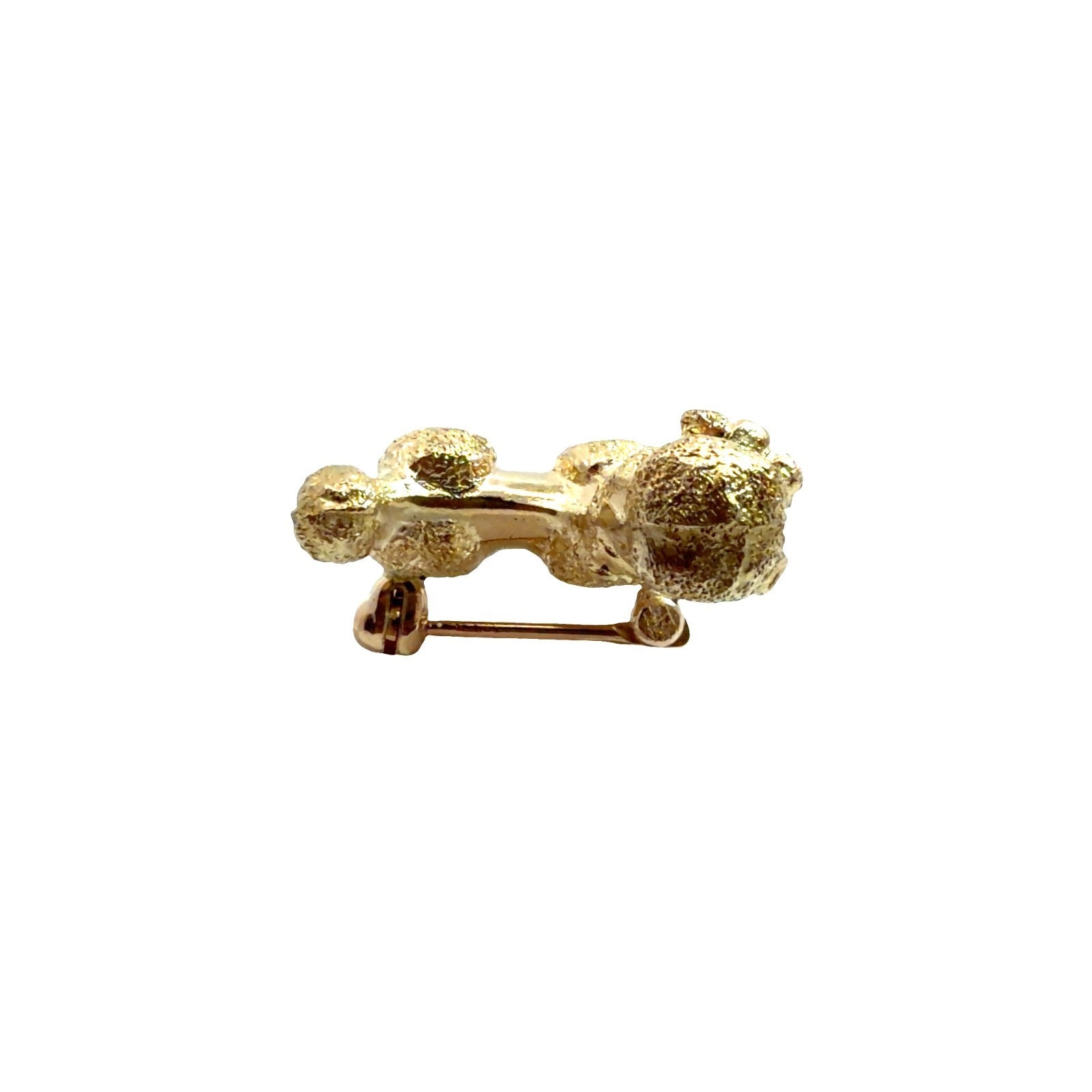 Vintage Stamped 14k Yellow Gold Textured Poodle Brooch with 0.04cttw Ruby Eyes3