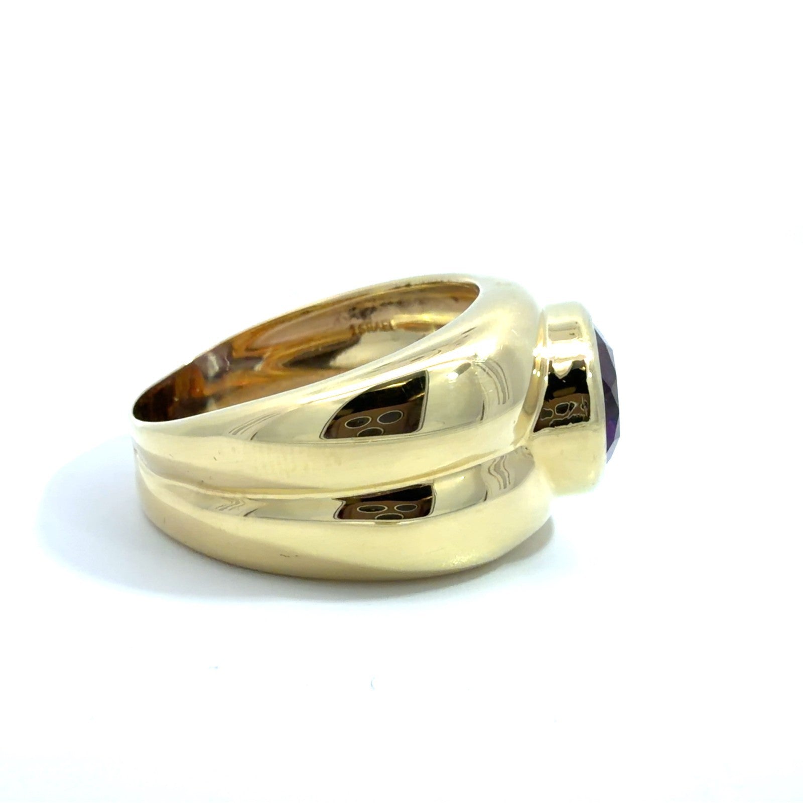 Tiffany & Co.18k Yellow Gold Bezel Set Amethyst Ring Size 8.253