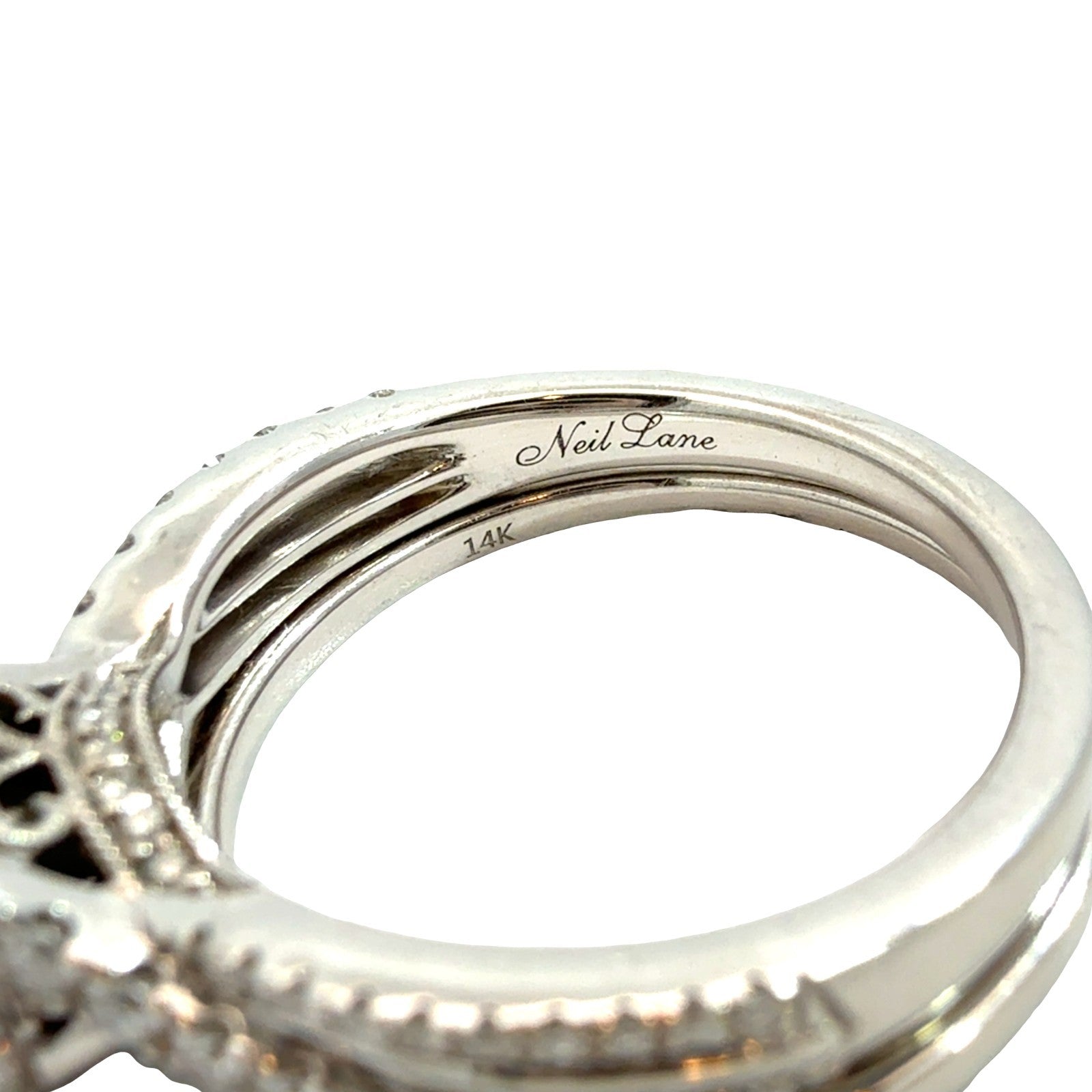 Neil Lane 14k White Gold 1.37cttw Radiant Diamond Halo Engagement Ring & AM Band6