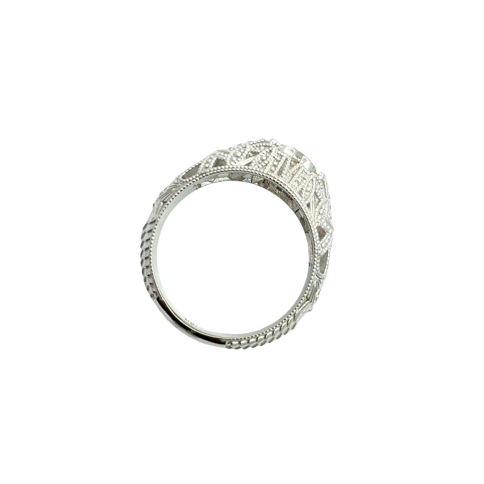 NEW 14k White Gold Filigree 1.04tcw Diamond Euro-Cut Solitaire Engagement Ring1