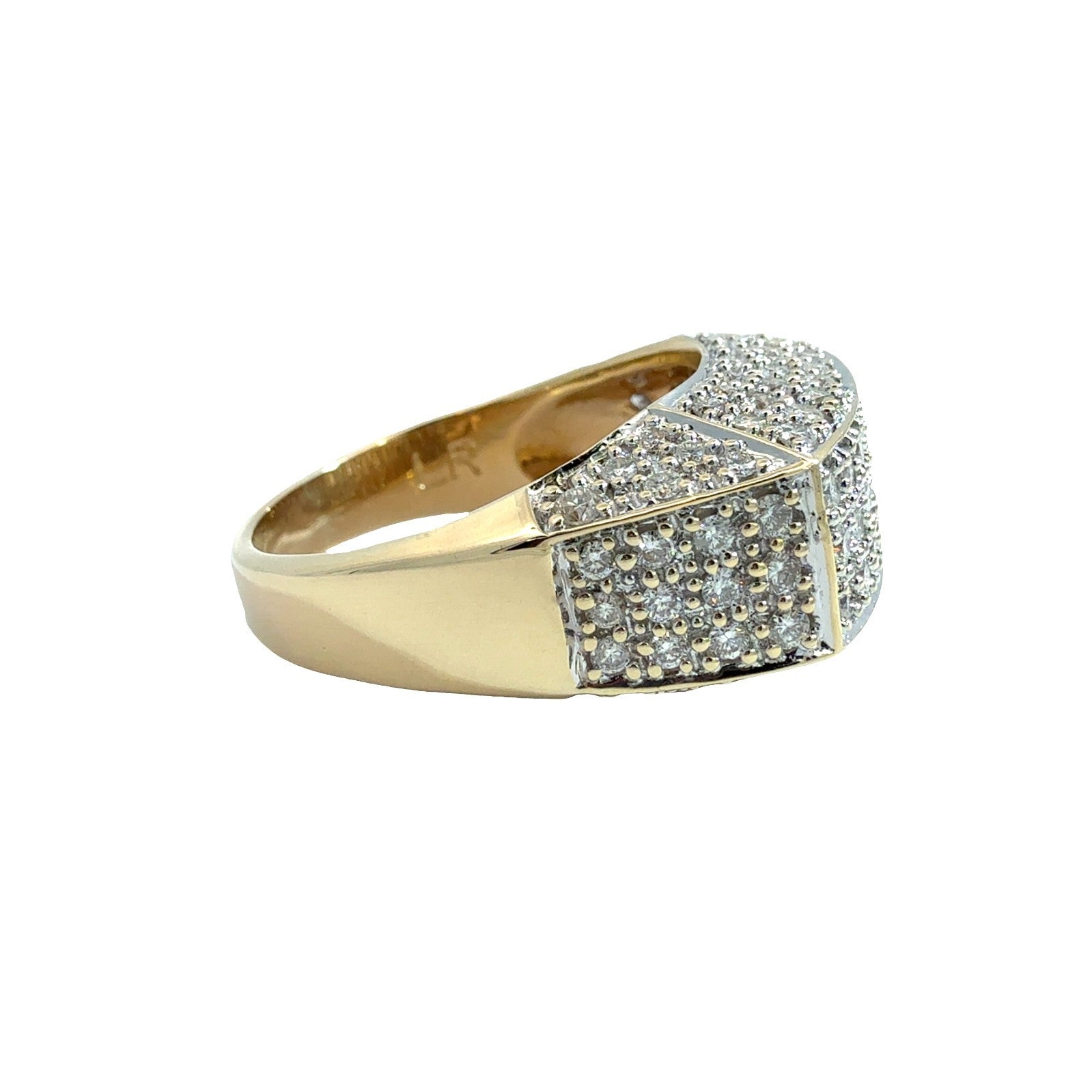 14k Yellow Gold and 1.71ctw Pavé Diamond Dome Cocktail Ring Size 6.754
