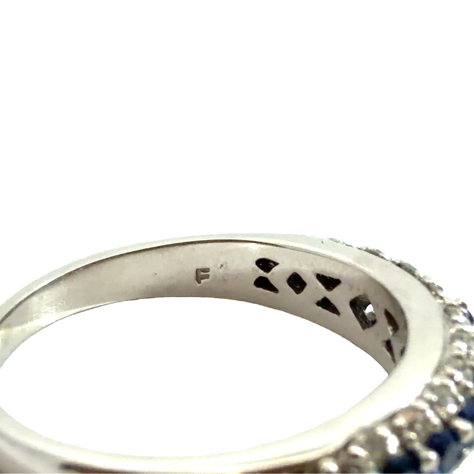 14k White Gold 0.55cttw Sapphire & 0.25cttw Diamond Band Ring Size 75