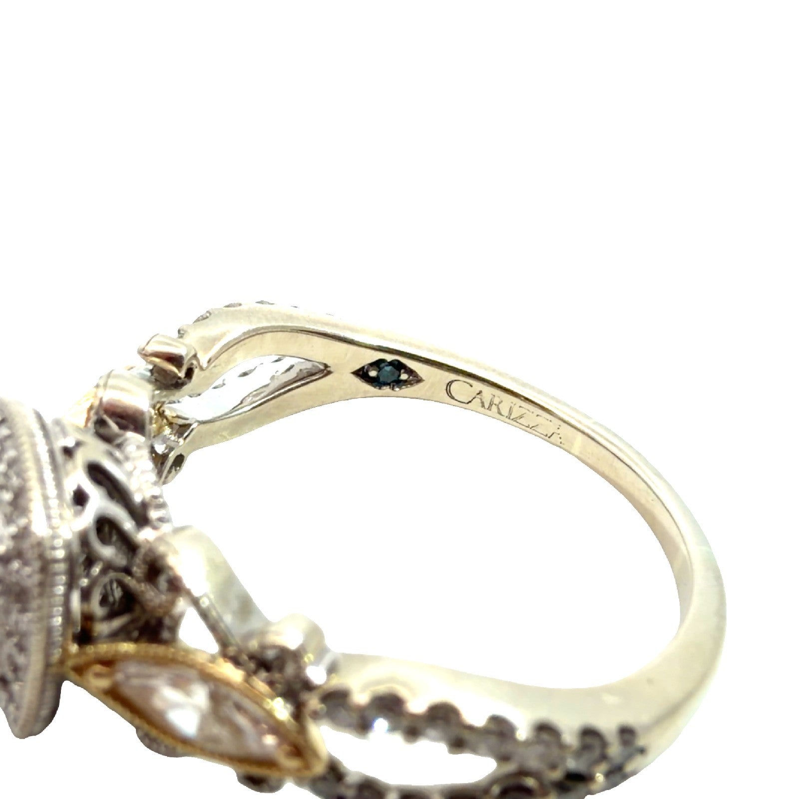 14k Two Toned Gold 1.56cttw Diamond Halo Engagement Ring Size 75