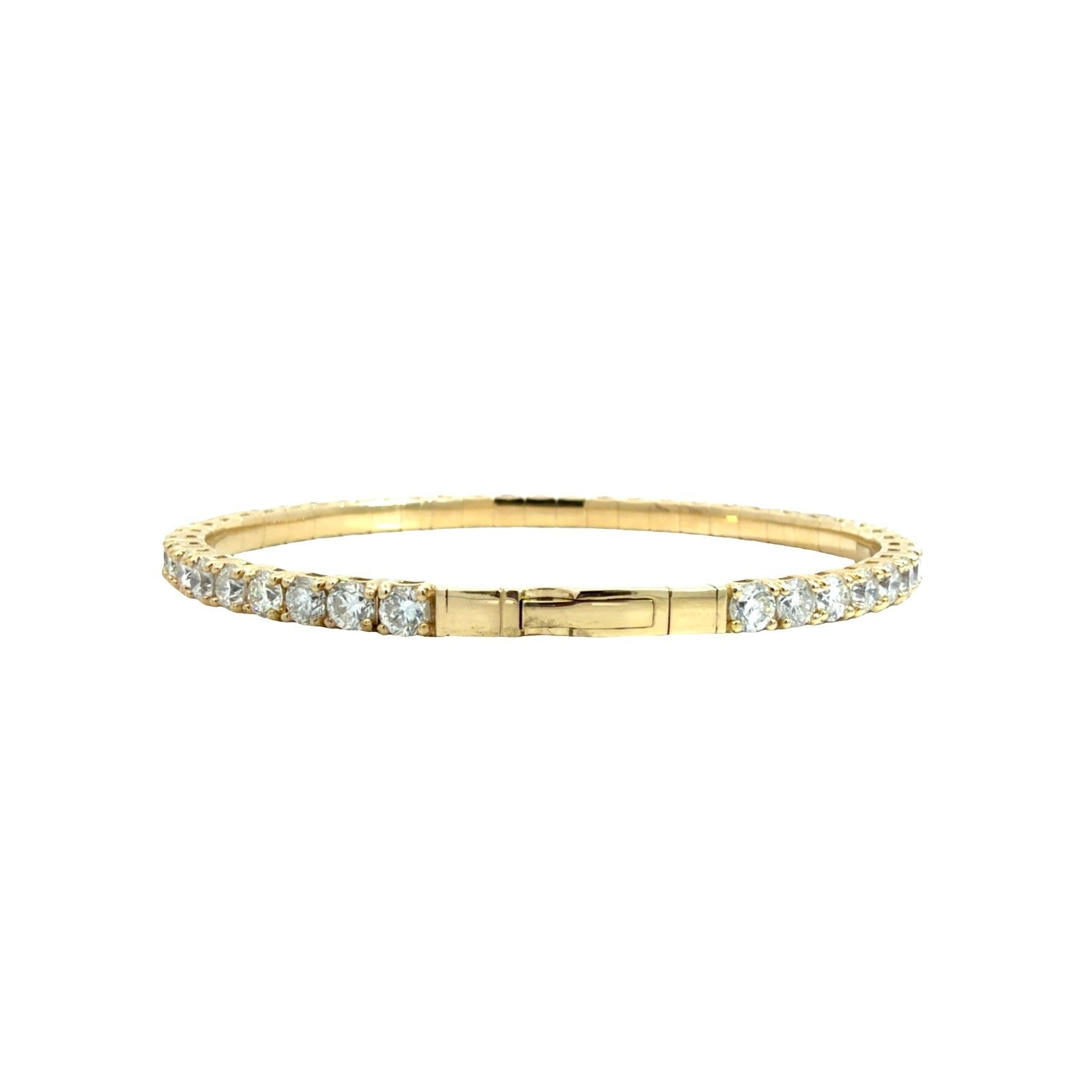 NEW 14k Yellow Gold 7.77cttw Diamond Tennis Bracelet Flex Bangle 6.75"2