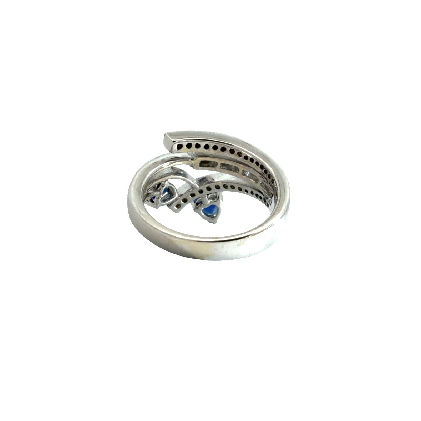 18k White Gold Heart-Shaped 1.45cttw Sapphire & 0.60cttw Diamond Ring Size 6.53