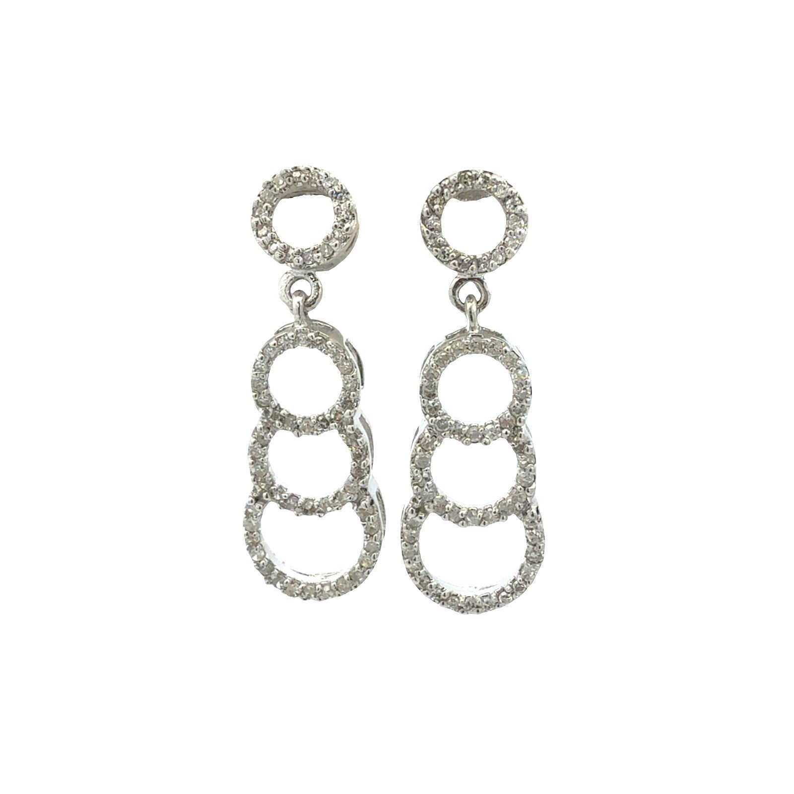 10k White Gold 0.46ctw Diamond Four Circle Dangle Earrings4