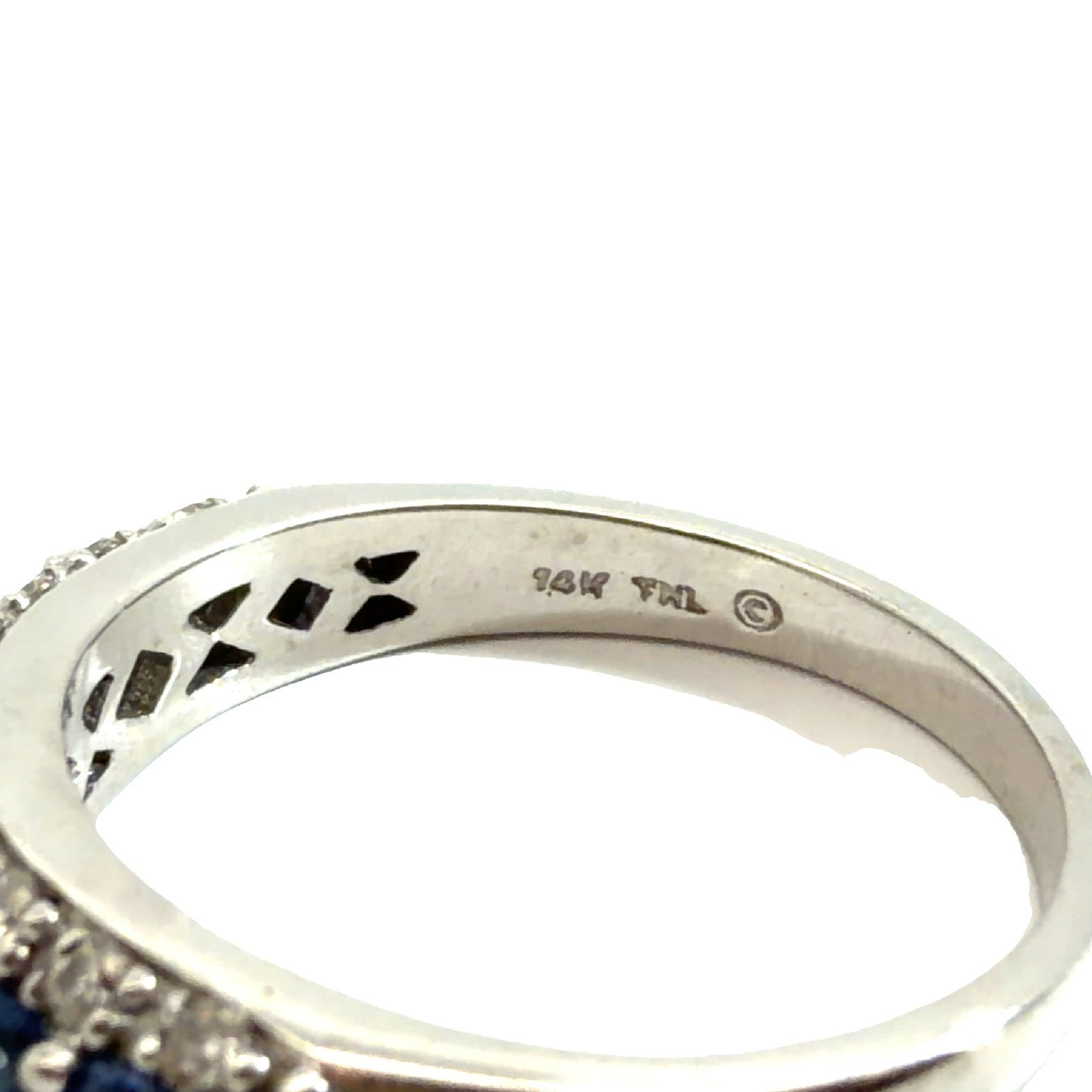 14k White Gold 0.55cttw Sapphire & 0.25cttw Diamond Band Ring Size 74