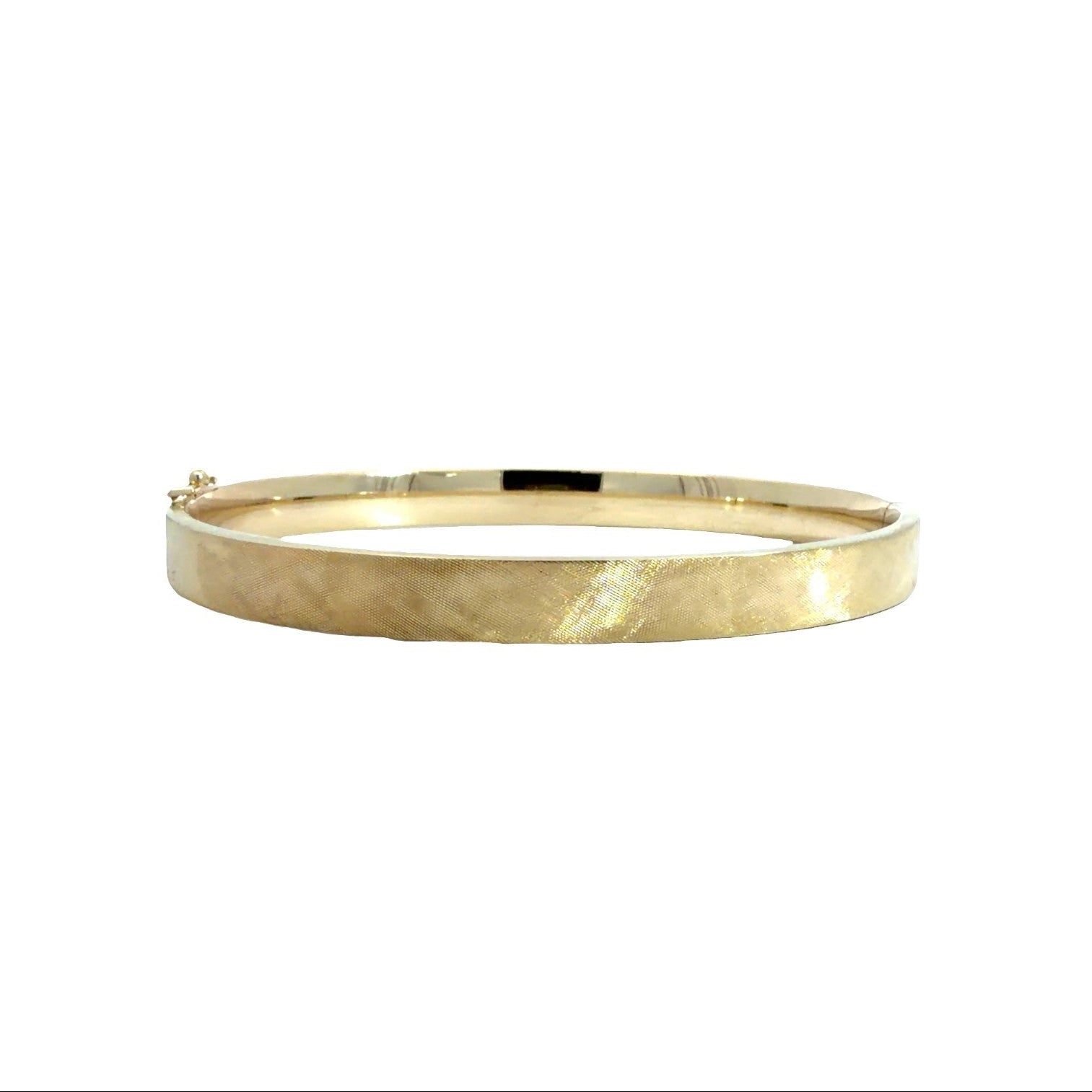 13k Yellow Gold Textured Hinged Bangle Bracelet 6.5"0