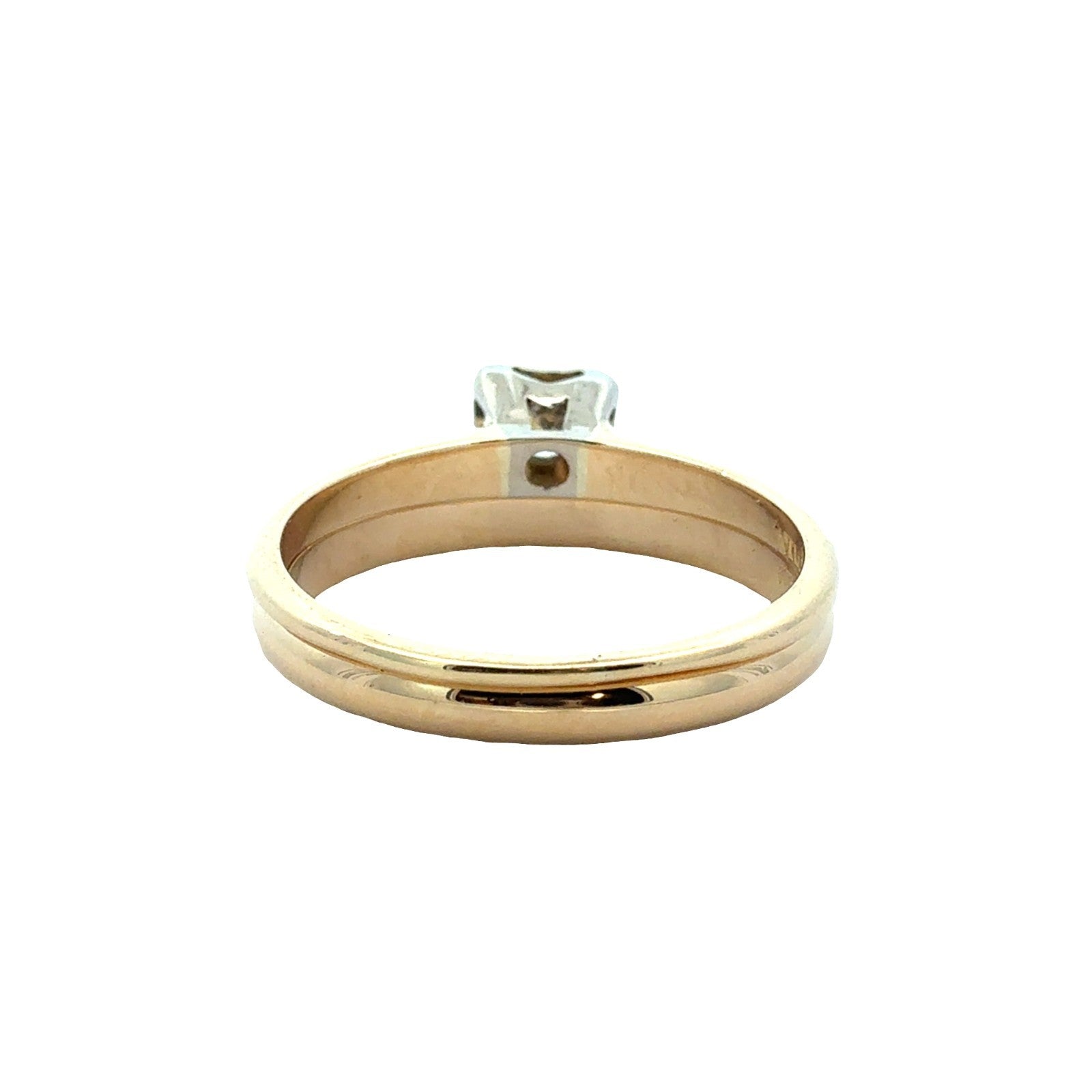 14k Yellow Gold Two Tone Solitaire 0.27ctw Diamond Bridal Set Size 6.53