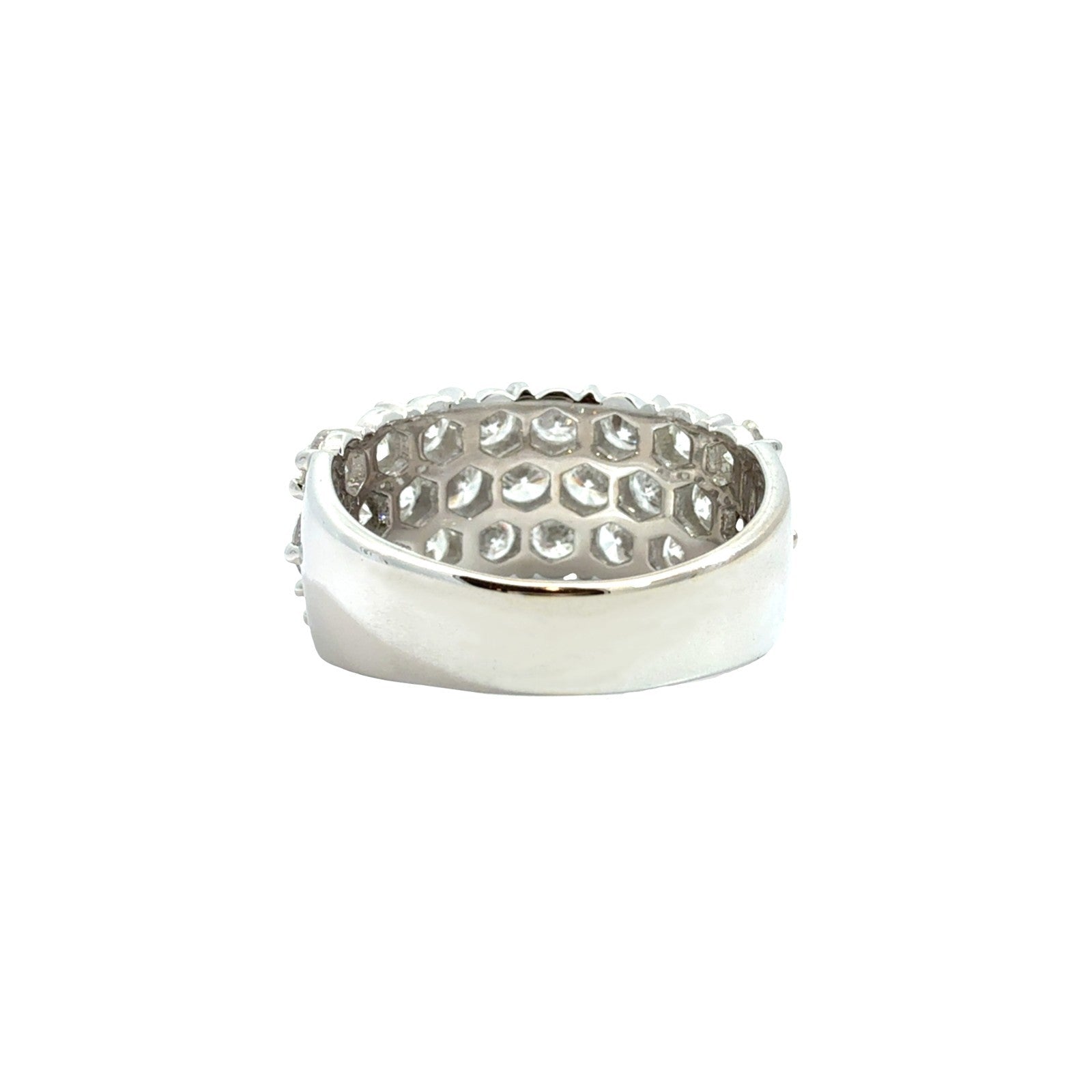 14k White Gold Three-Row 3.84cttw Diamond Band Ring Size 8.254