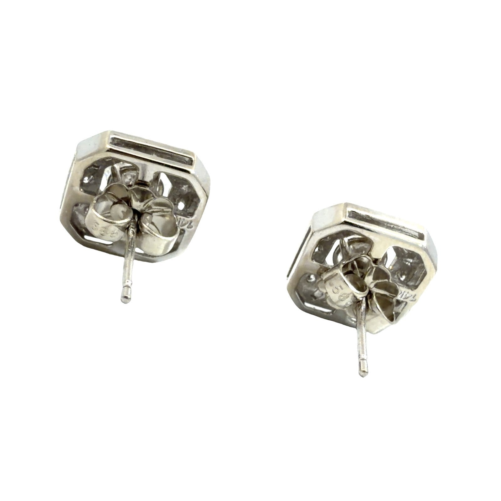 Vintage 14k White Gold 0.70cttw Diamond Stud 0.20cttw Diamond Enhancer Earrings3