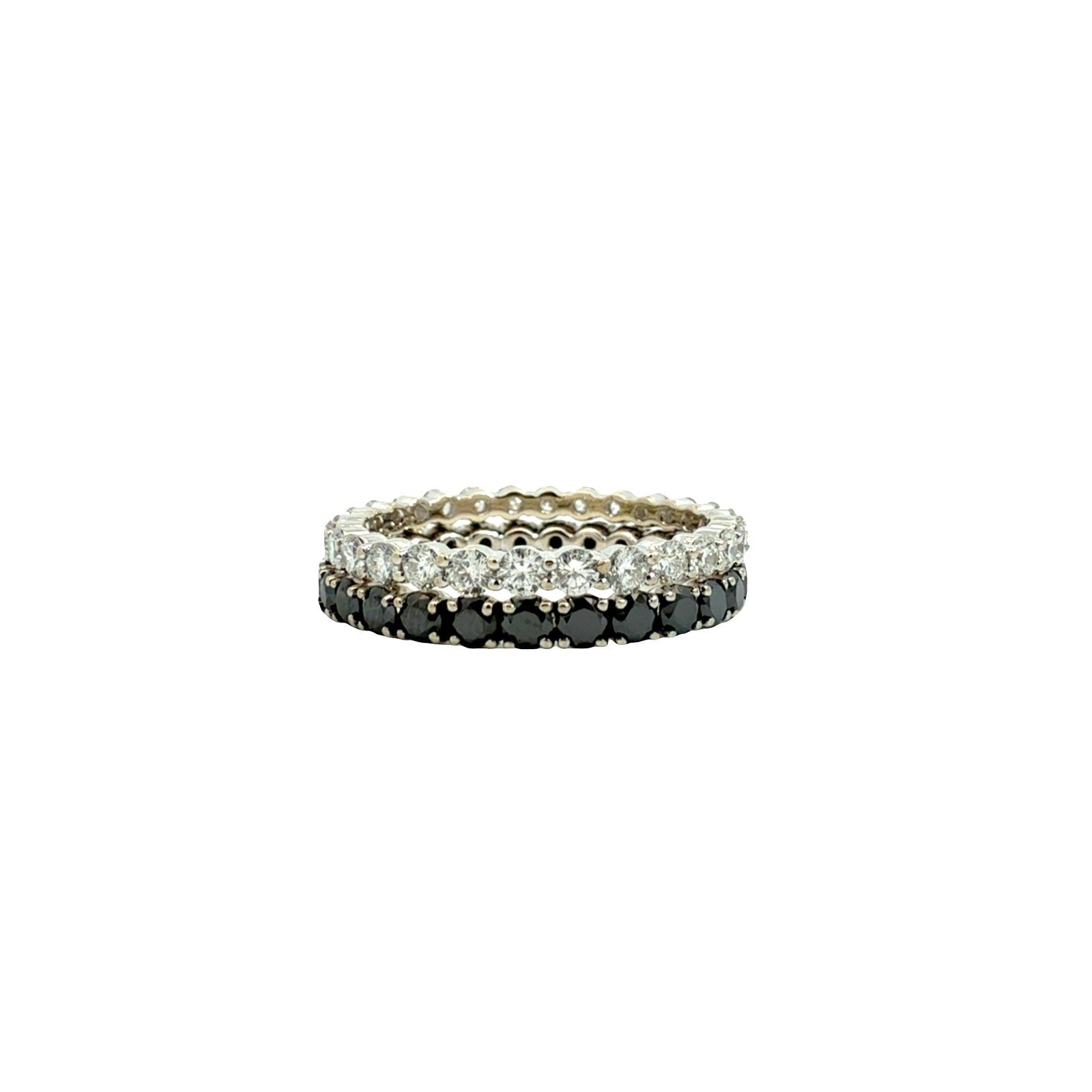18k White Gold Black and White 2.02cttw Diamond Eternity Band Set5