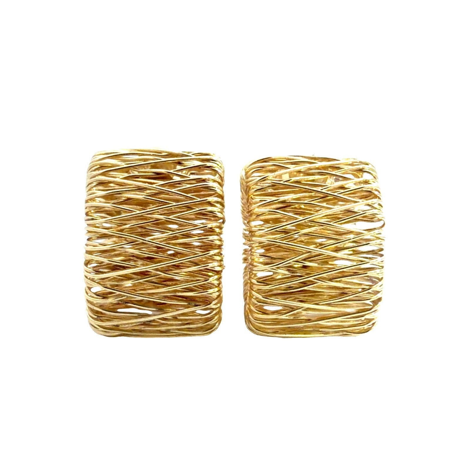 14k Yellow Gold Springy Woven Wire Wide Hoop Earrings4