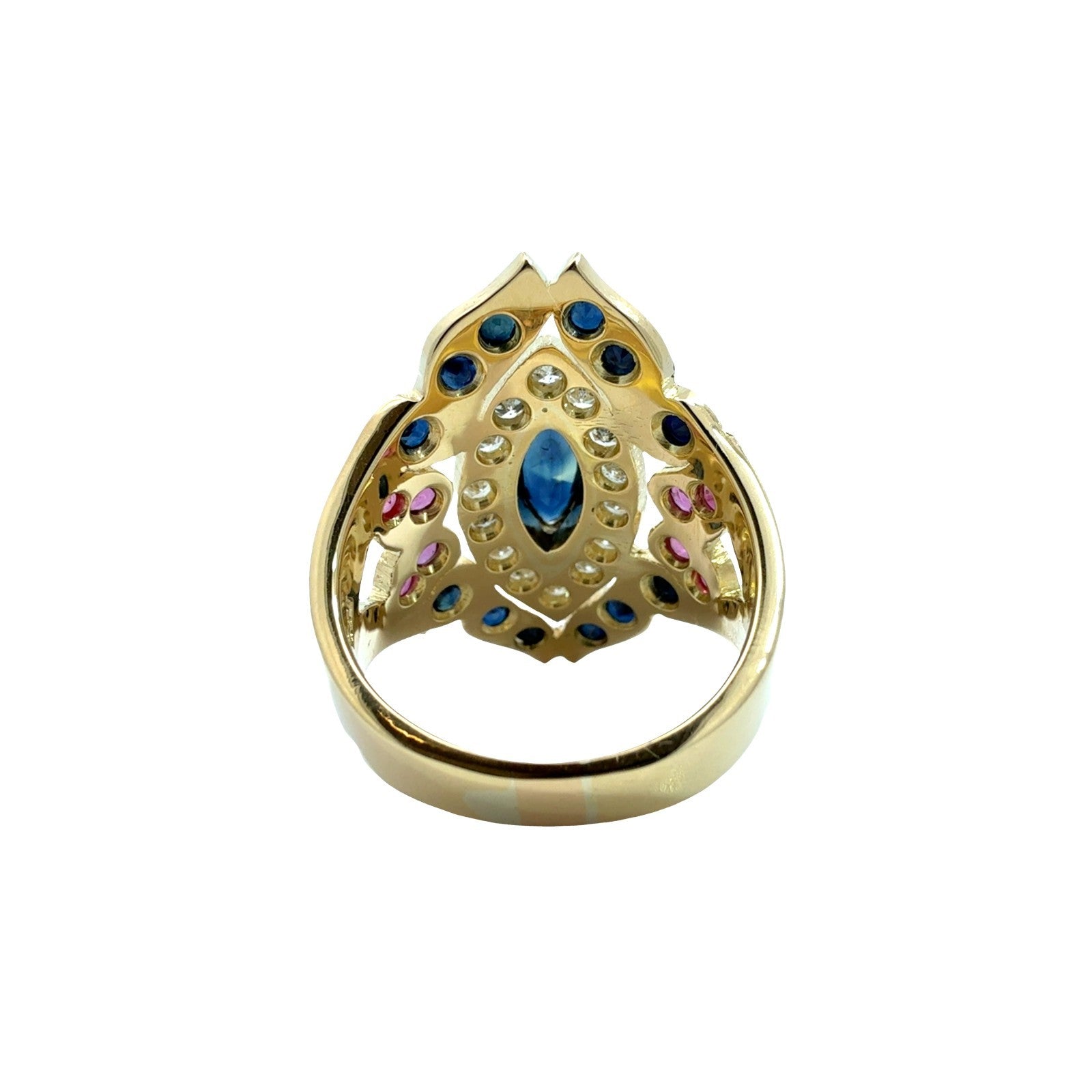 18k Yellow Gold Stamped 1.56cttw Sapphire 0.32cttw Ruby 0.42cttw Diamond Ring3