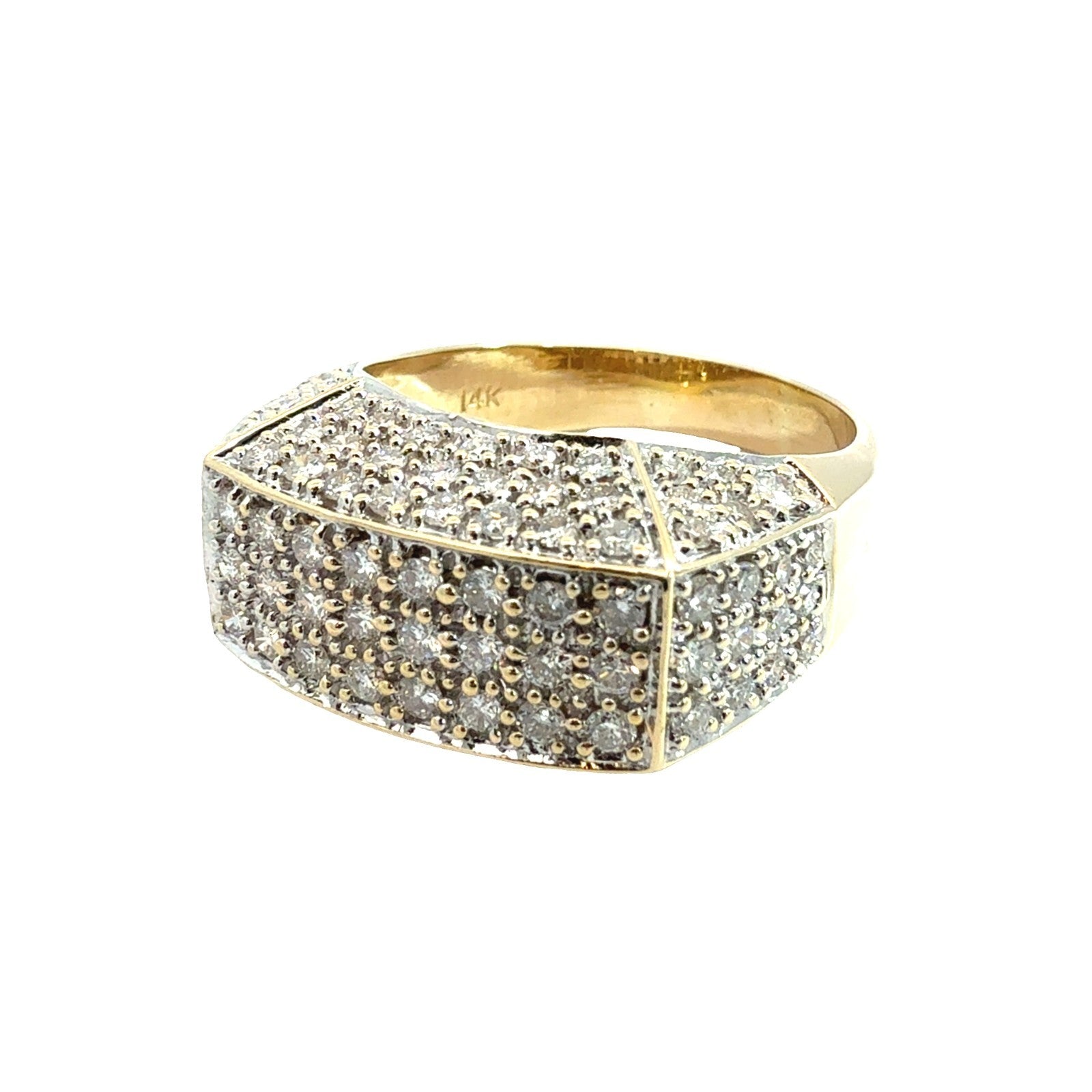 14k Yellow Gold and 1.71ctw Pavé Diamond Dome Cocktail Ring Size 6.751