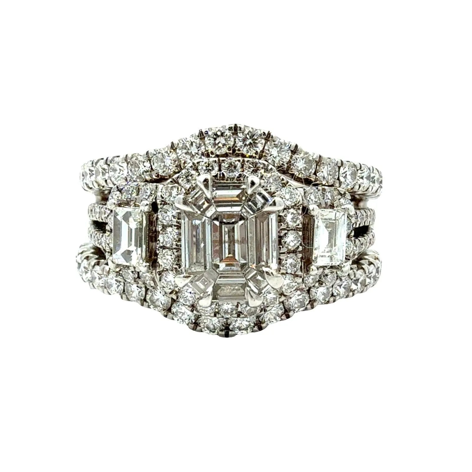 Estate 14k White Gold 2.13ctw Diamond Wedding Set Size 7.750