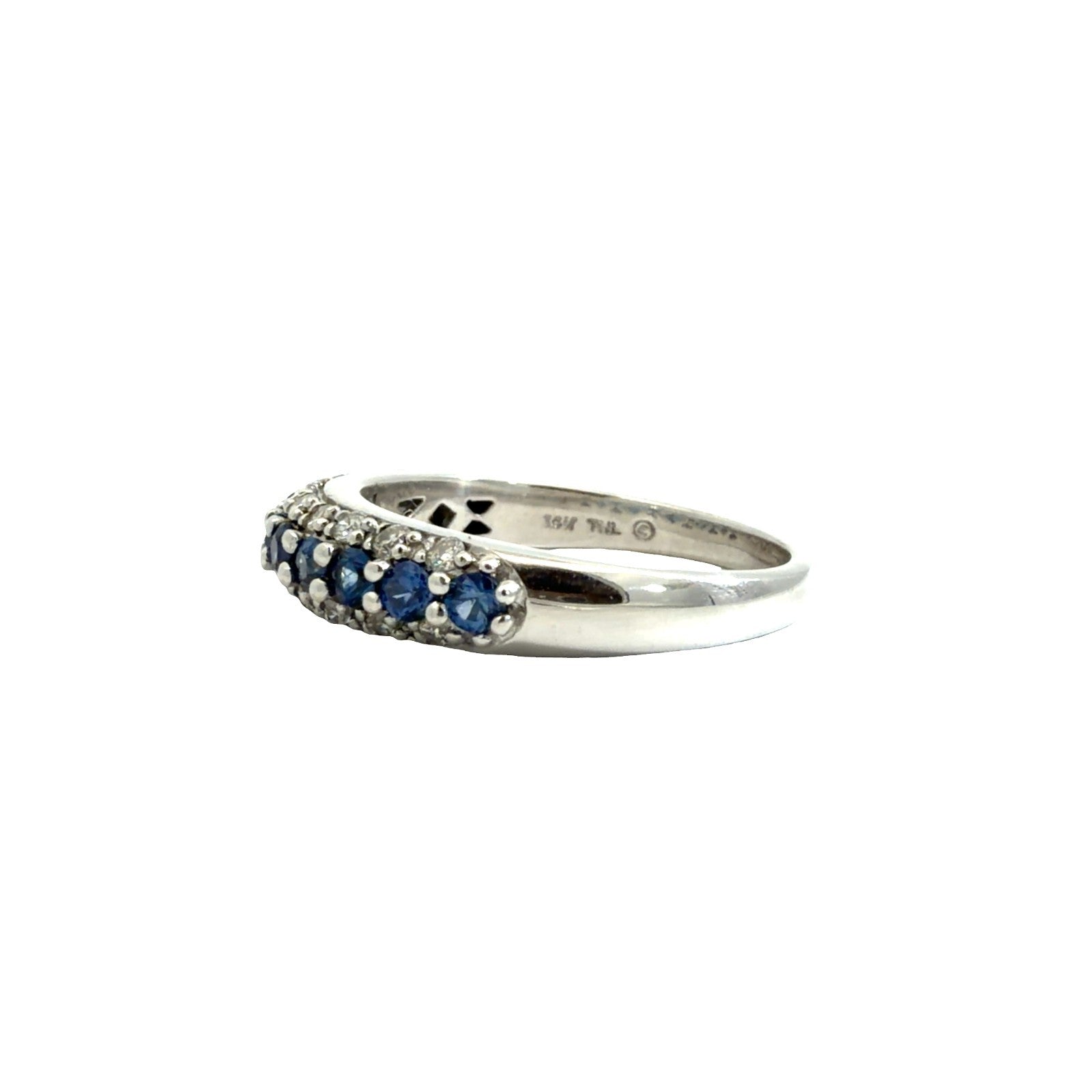 14k White Gold 0.55cttw Sapphire & 0.25cttw Diamond Band Ring Size 73