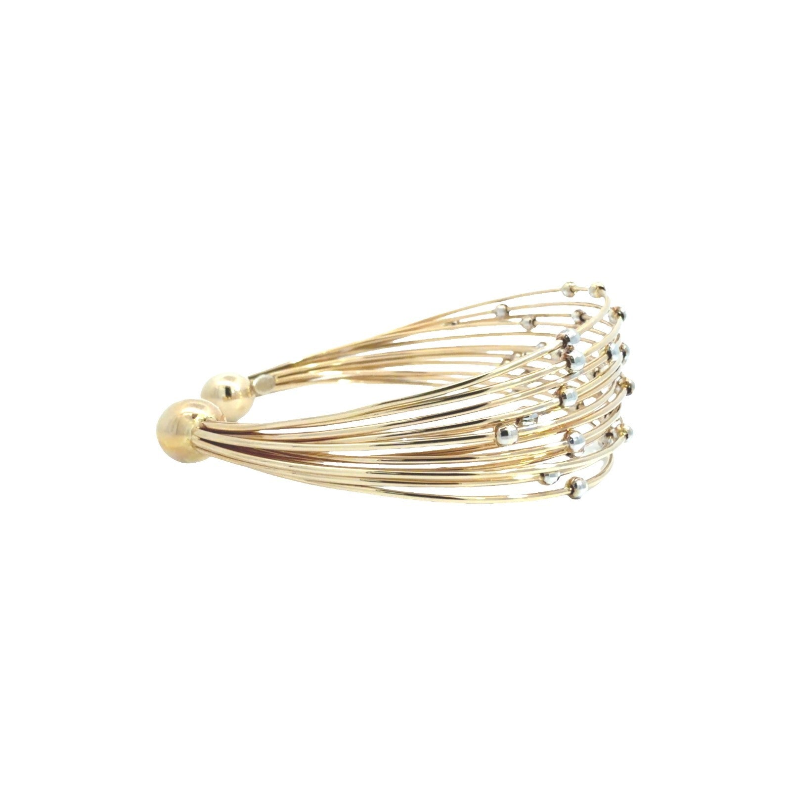 18k Multi-Tone Gold Multi-Strand Beaded Cuff Bracelet 7.25"2
