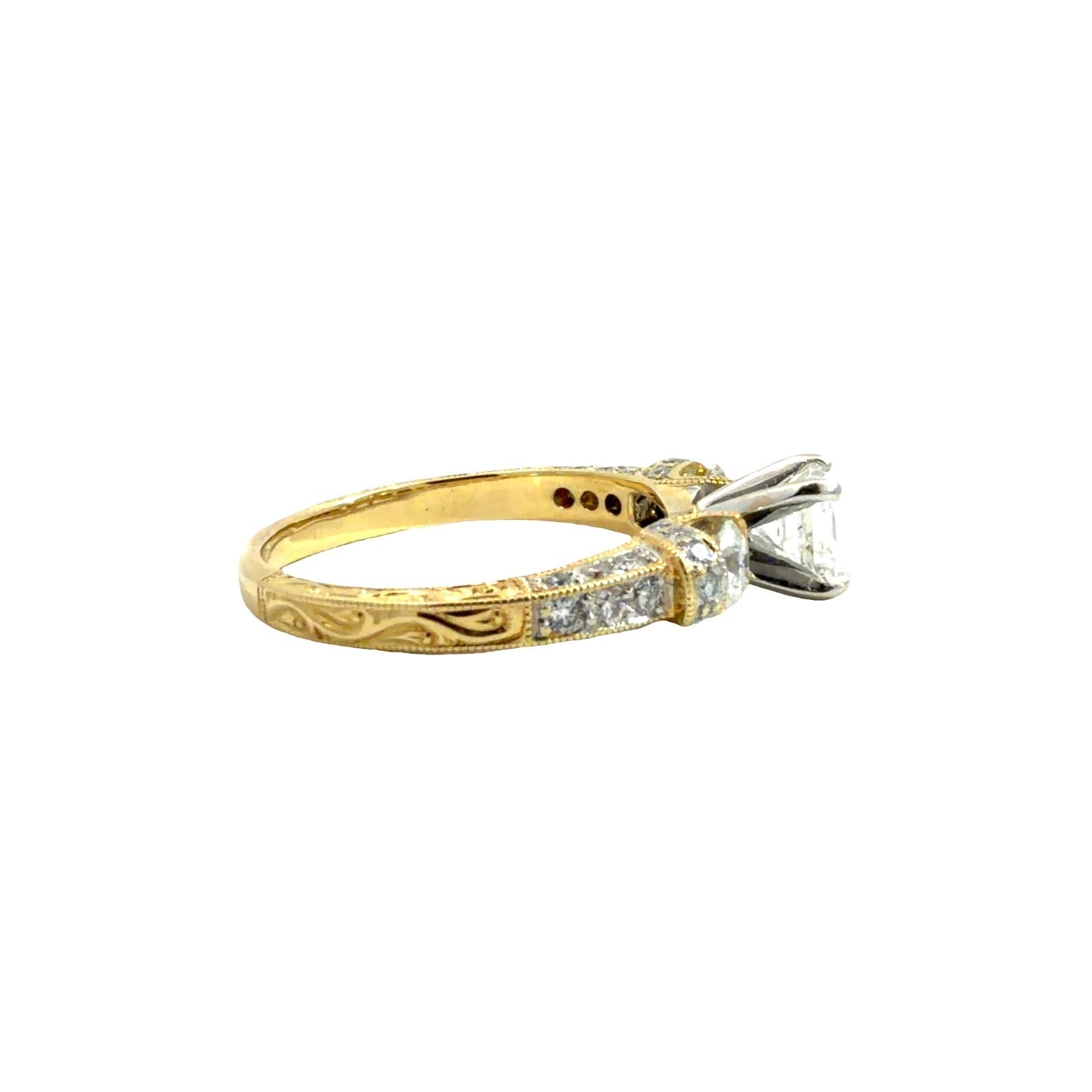 18k Two-Tone Gold Princess Cut with Accents 0.72cttw Diamond Engagement Ring 1