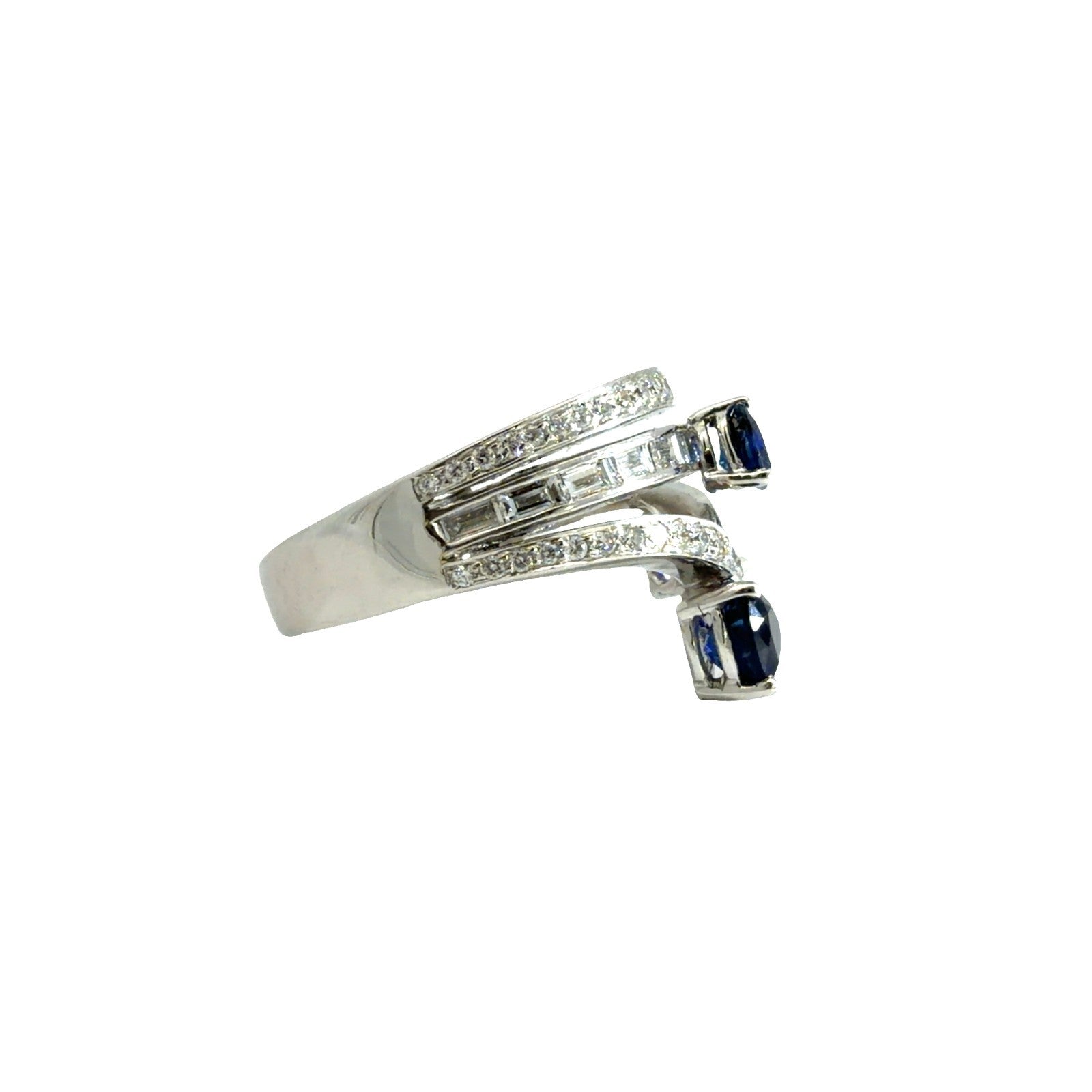 18k White Gold Heart-Shaped 1.45cttw Sapphire & 0.60cttw Diamond Ring Size 6.52