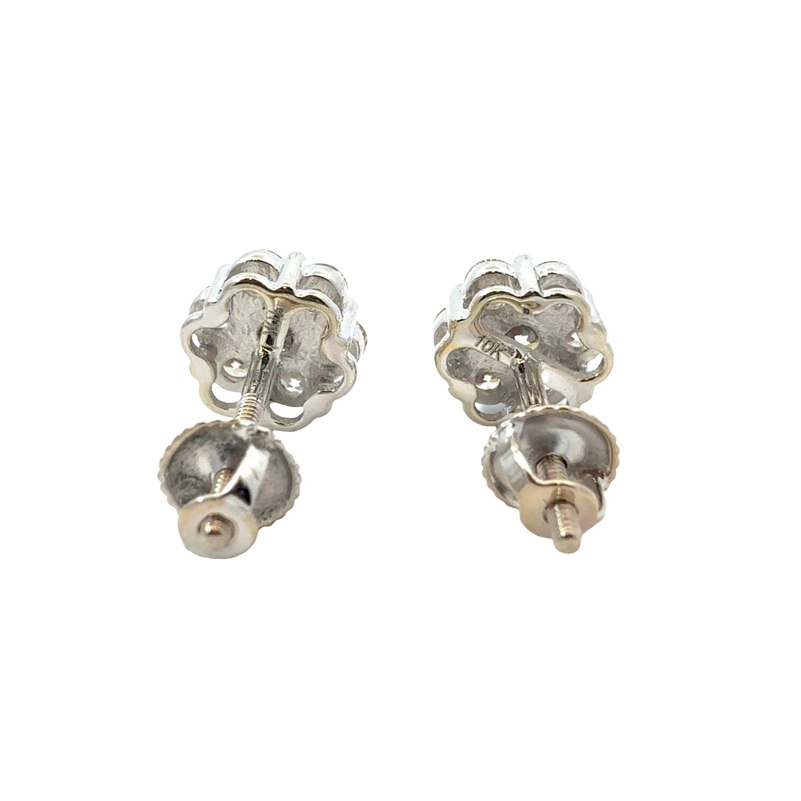 10k White Gold 0.64ctw Diamond Flower Cluster Stud Earrings3