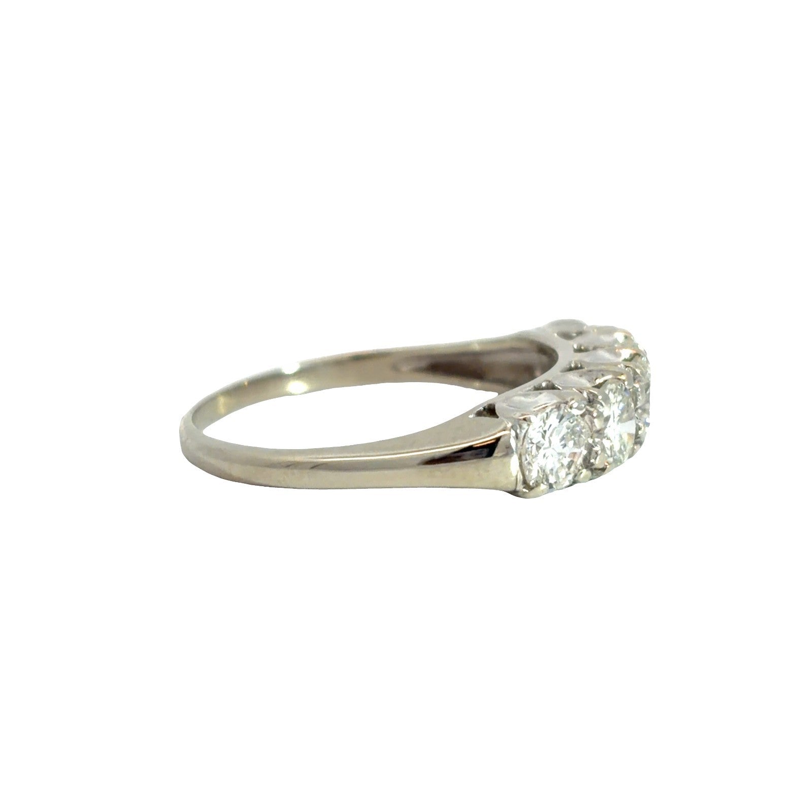 14k Stamped White Gold 5 Diamond 1.51ctw Wedding Band Ring4