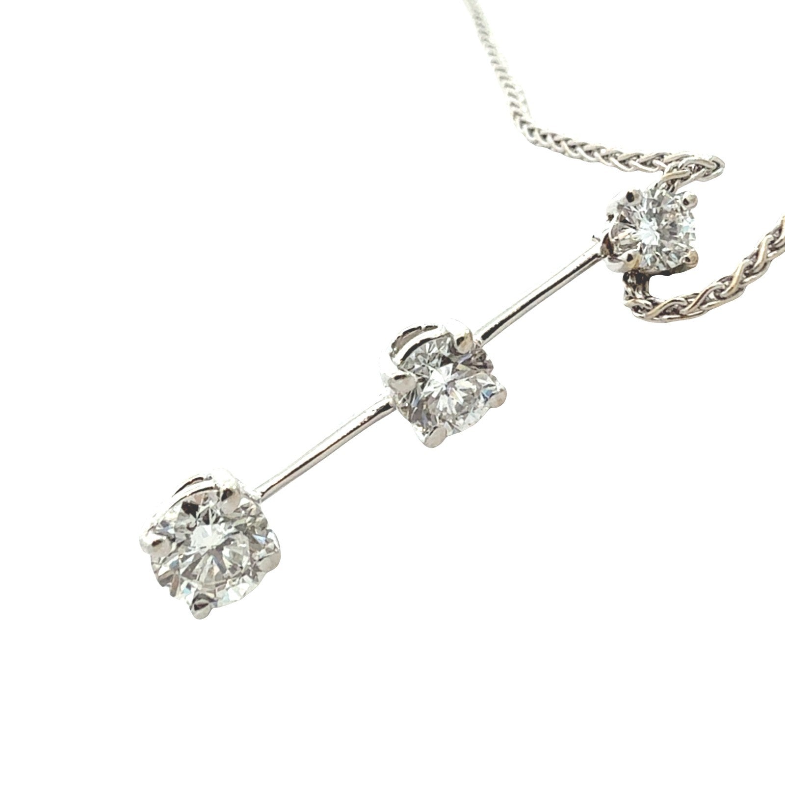 Roberto Coin 18k White Gold Three-Stone 0.71cttw Diamond Pendant Necklace6