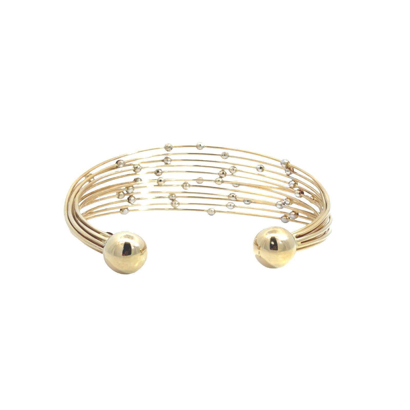 18k Multi-Tone Gold Multi-Strand Beaded Cuff Bracelet 7.25"3