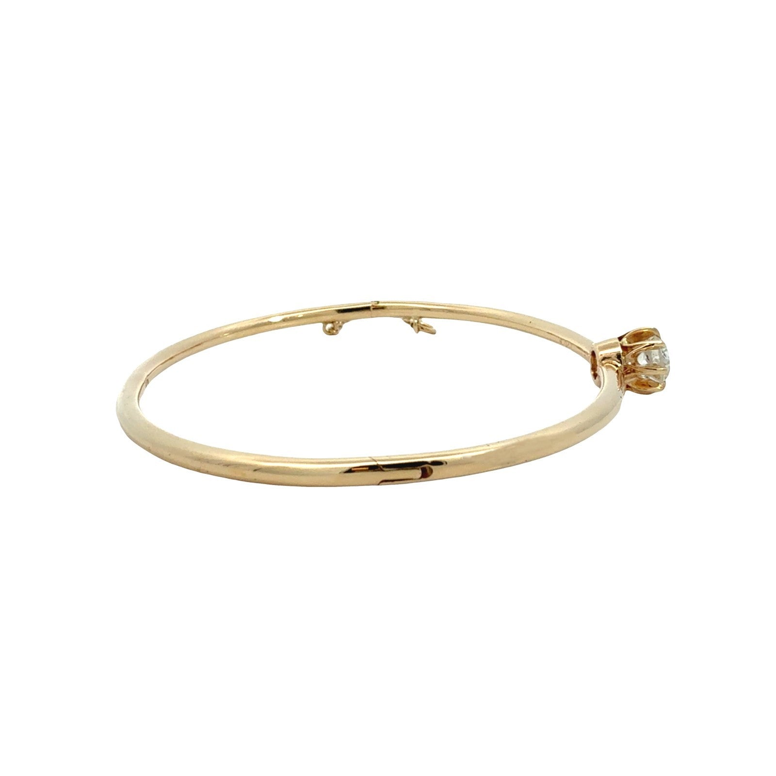 14k Yellow Gold Stamped 0.91tcw Diamond Solitaire Hinged Bangle Bracelet3