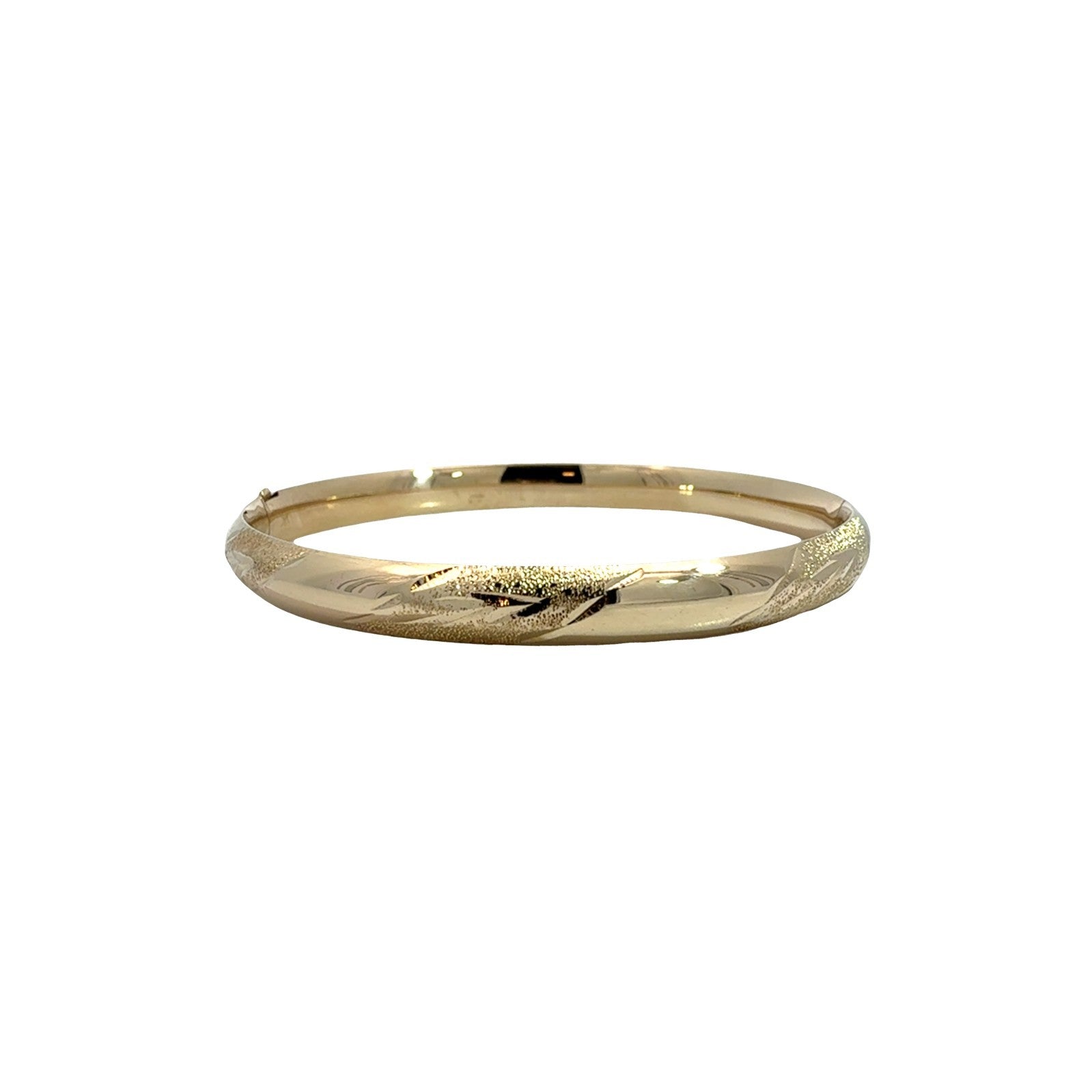 14k Yellow Gold Textured Hinged Bangle Bracelet4