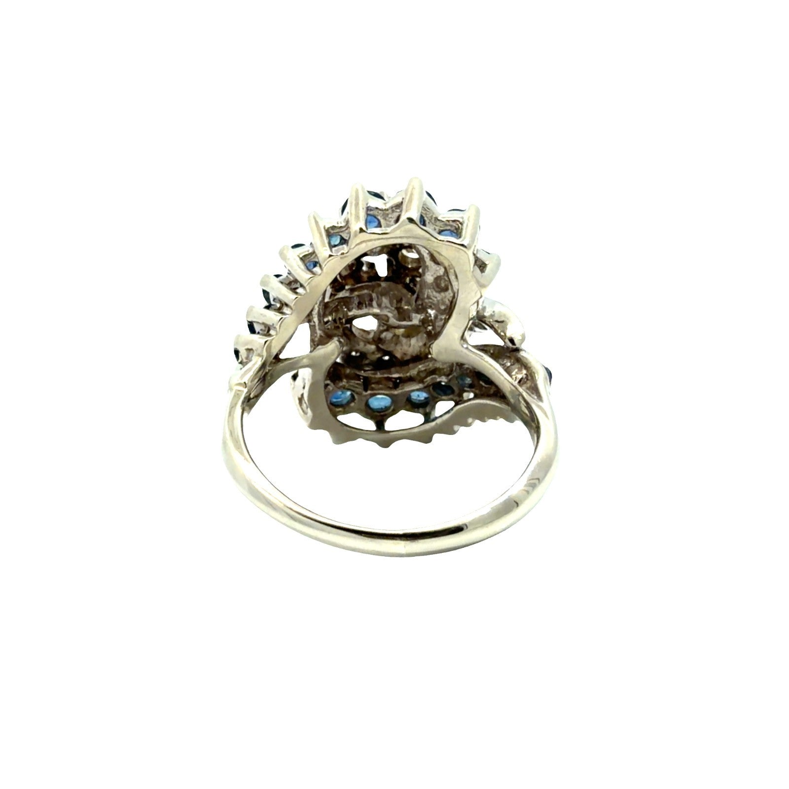 14k White Gold 0.82ctw Diamond and 1.08ctw Sapphire Ballerina Cocktail Ring2