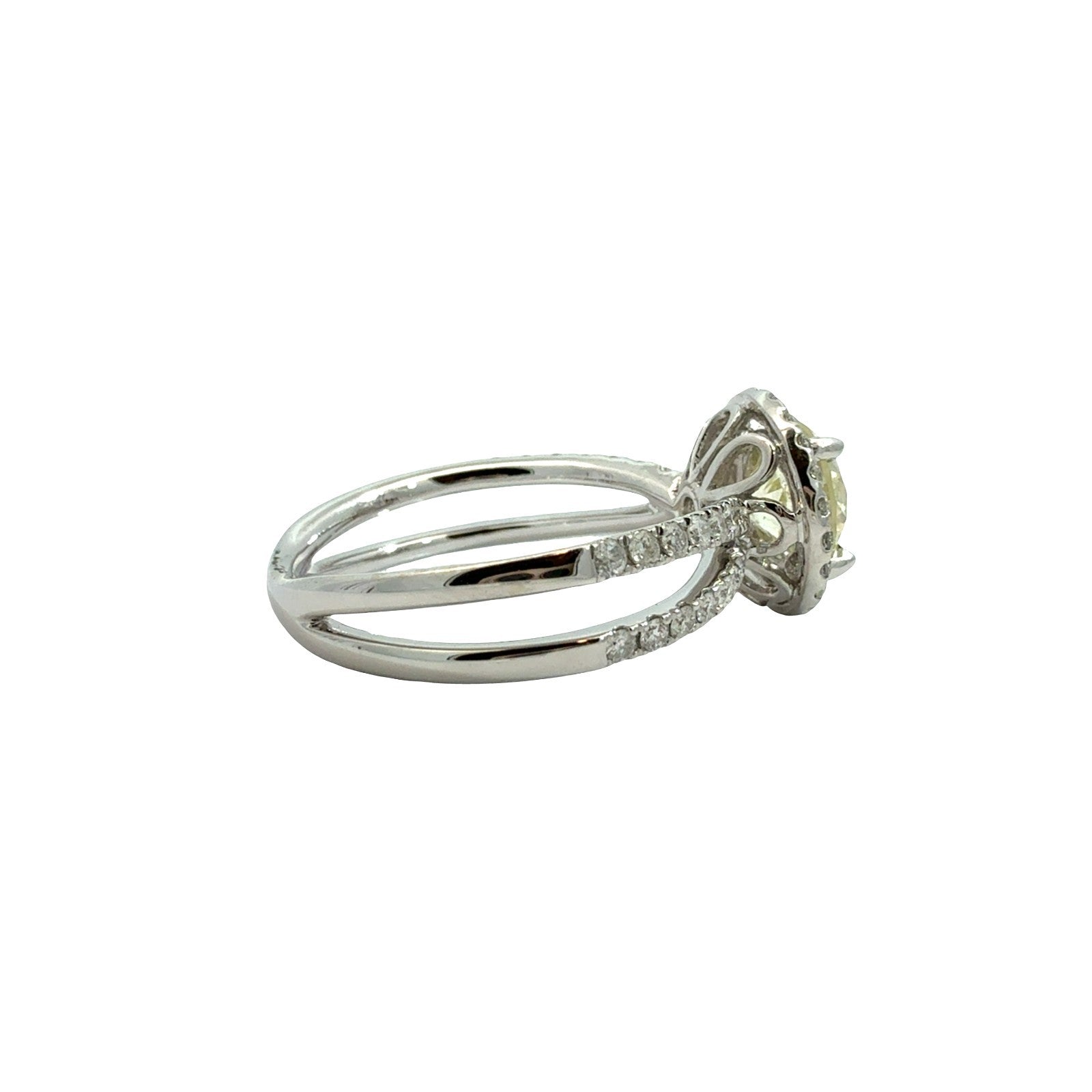 14k White Gold 1.91cttw(1.40tcw) Diamond Halo Split Shank Engagement Ring 6.52