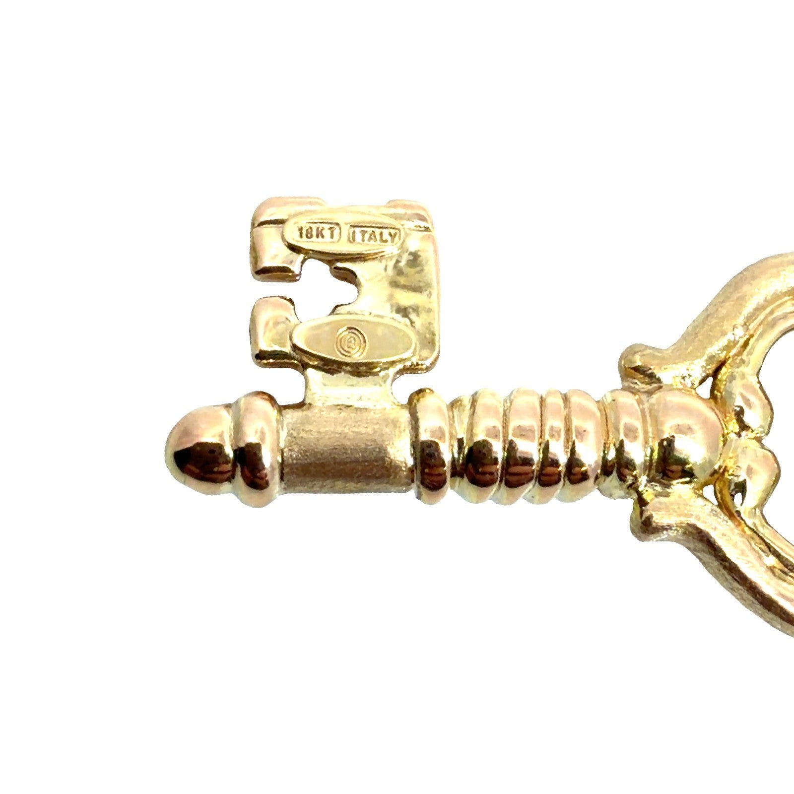 18k Yellow Gold Italian Skeleton Key Charm Pendant5