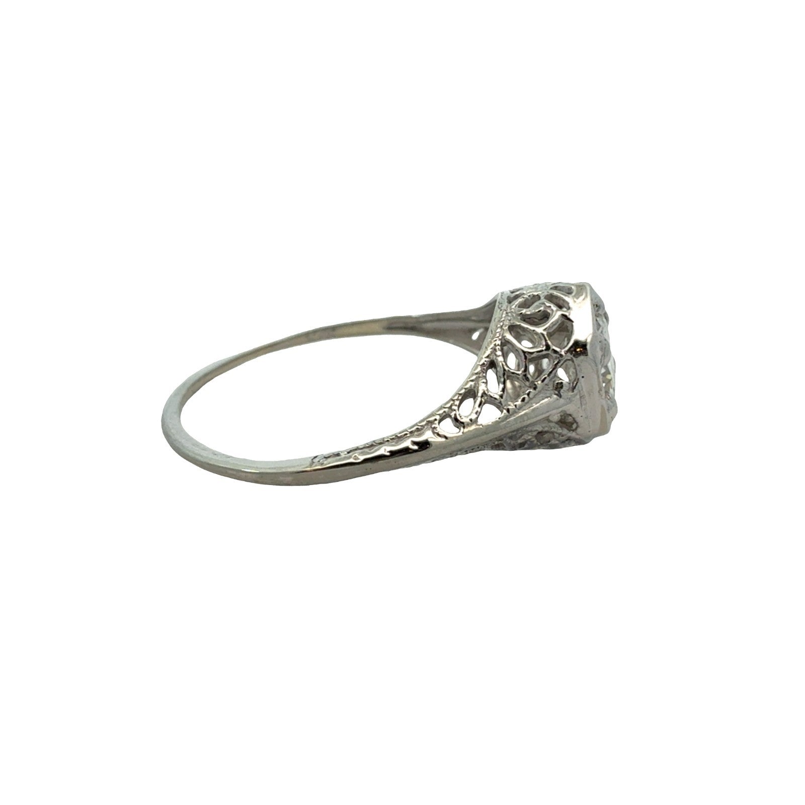 Art Deco 10k White Gold 0.53cttw Diamond Engagement Ring Size 5.752