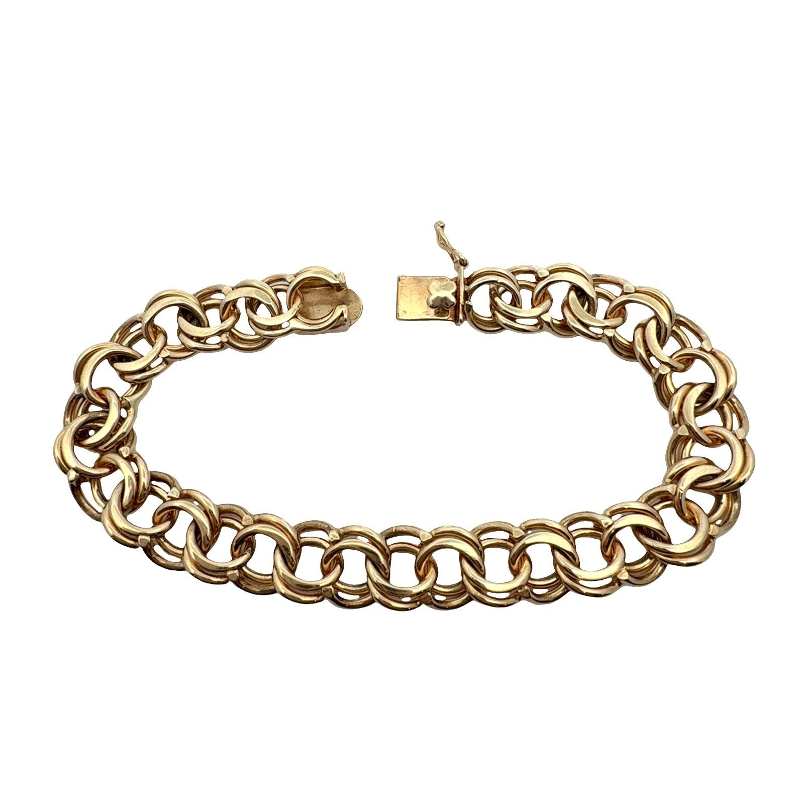 Stamped 14k Yellow Gold Double Link Chain Bracelet 7.5"1