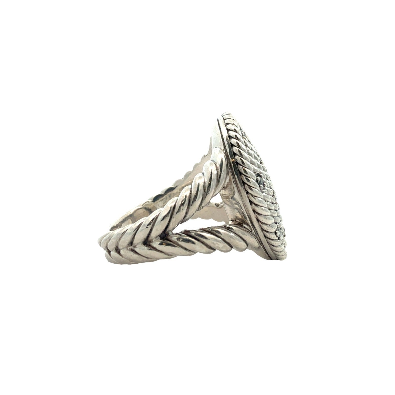 David Yurman Sterling Silver 0.21cttw Diamond Midnight Melange Cable Coil Ring3
