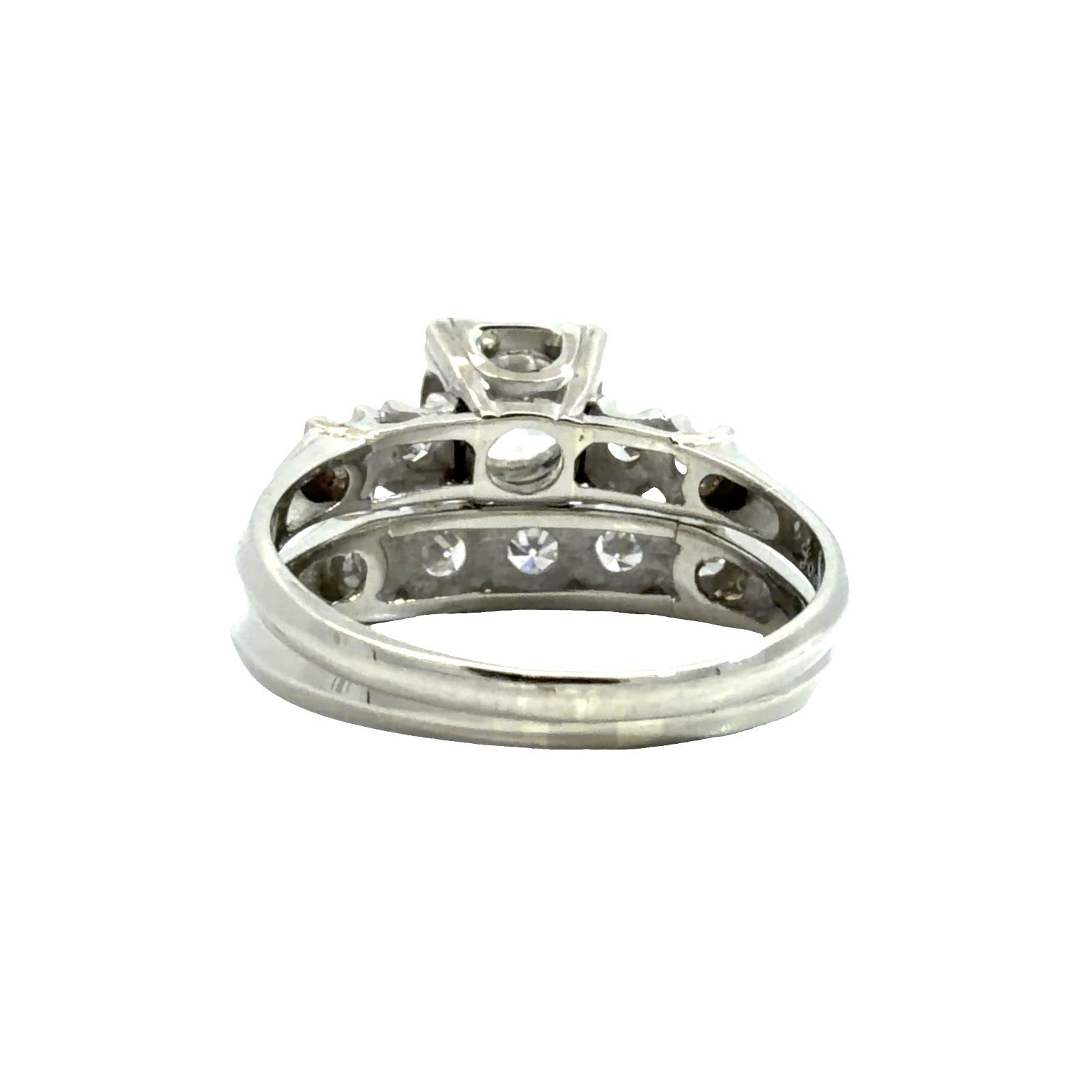 Vintage Stamped 14k White Gold 1.15ctw (0.72ctw) Diamond Wedding Sett Size 74